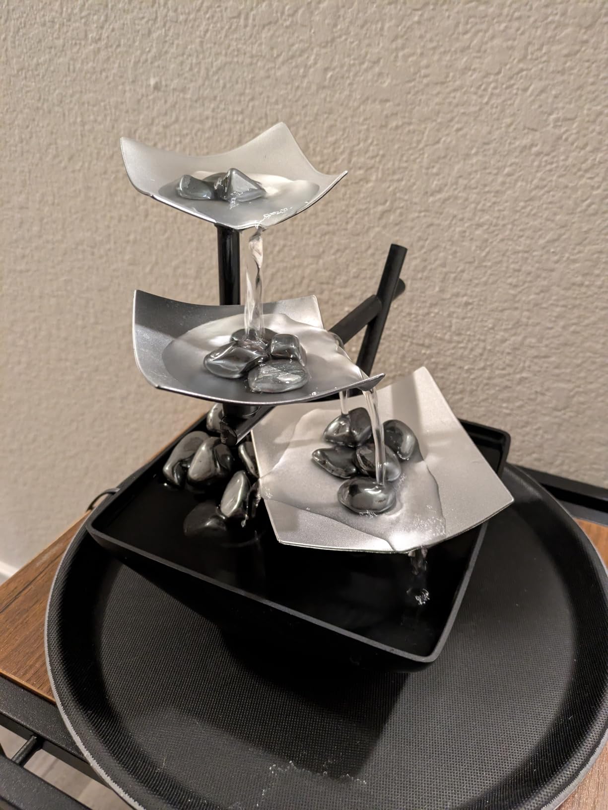 Homedics Tabletop Water Fountain, Home Décor Soothing Sound Machine - Automatic Pump, Deep Basin & Natural River Rocks. Indoor Zen Relaxation for Office, Living Room, or Bedroom, 8.25