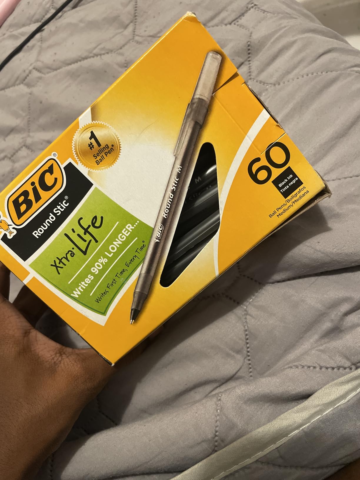 BIC Round Stic Xtra Life Ballpoint Pen, Ultra Long Lasting and Consistent Ink Flow, 60-Count in Black Ink - Customer Photo 2