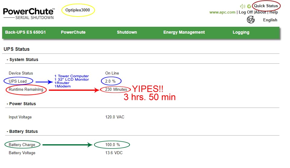 APC UPS Battery Backup Surge Protector, BE650G1, Dataline Protection, Backup Battery Power Supply - Customer Photo 2