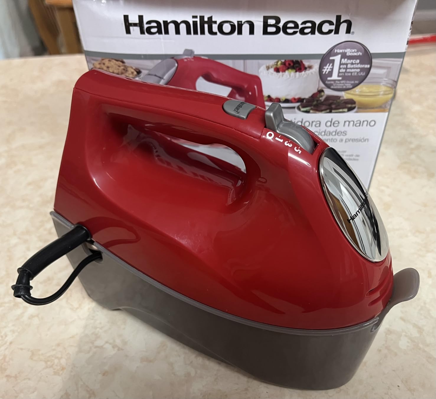 Hamilton Beach 6-Speed Electric Hand Mixer with Whisk, Traditional Beaters, Dough Hooks, Snap-On Storage Case, 275 Watts, Red Customer Review Hamilton Beach 6-Speed Electric Hand Mixer with Whisk, Traditional Beaters, Dough Hooks, Snap-On Storage Case, 275 Watts, Red - Customer Photo 3