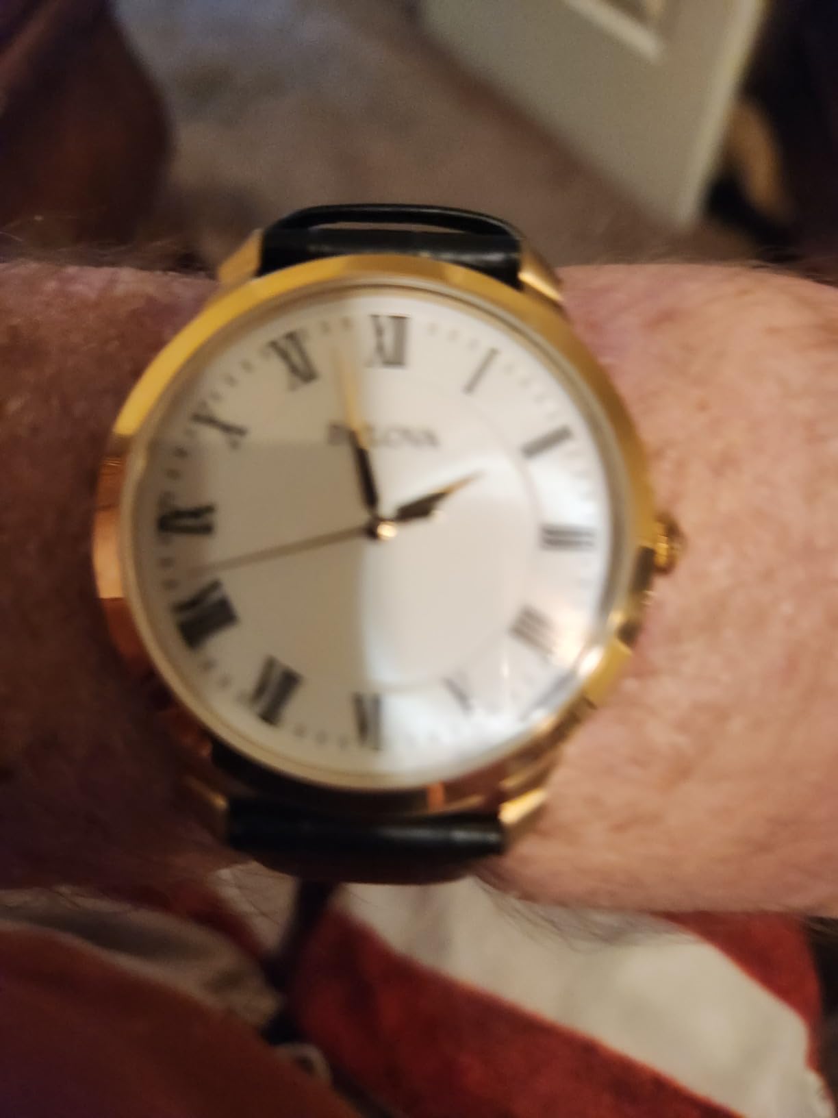 Bulova Men's Classic 3-Hand Quartz Black Leather Strap Watch, Roman Numeral Markers, 41mm - Customer Photo 1