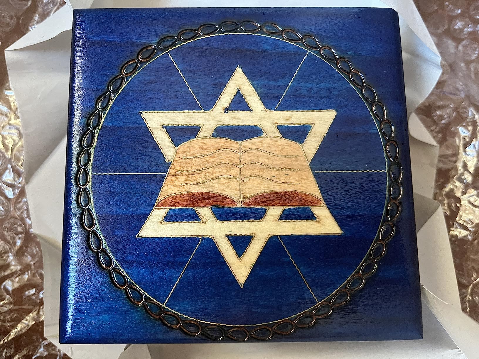Blue Star of David Secret Jewelry Keepsake Box Judaica Polish Handmade Jewelry Box Customer Review Blue Star of David Secret Jewelry Keepsake Box Judaica Polish Handmade Jewelry Box - Customer Photo 2