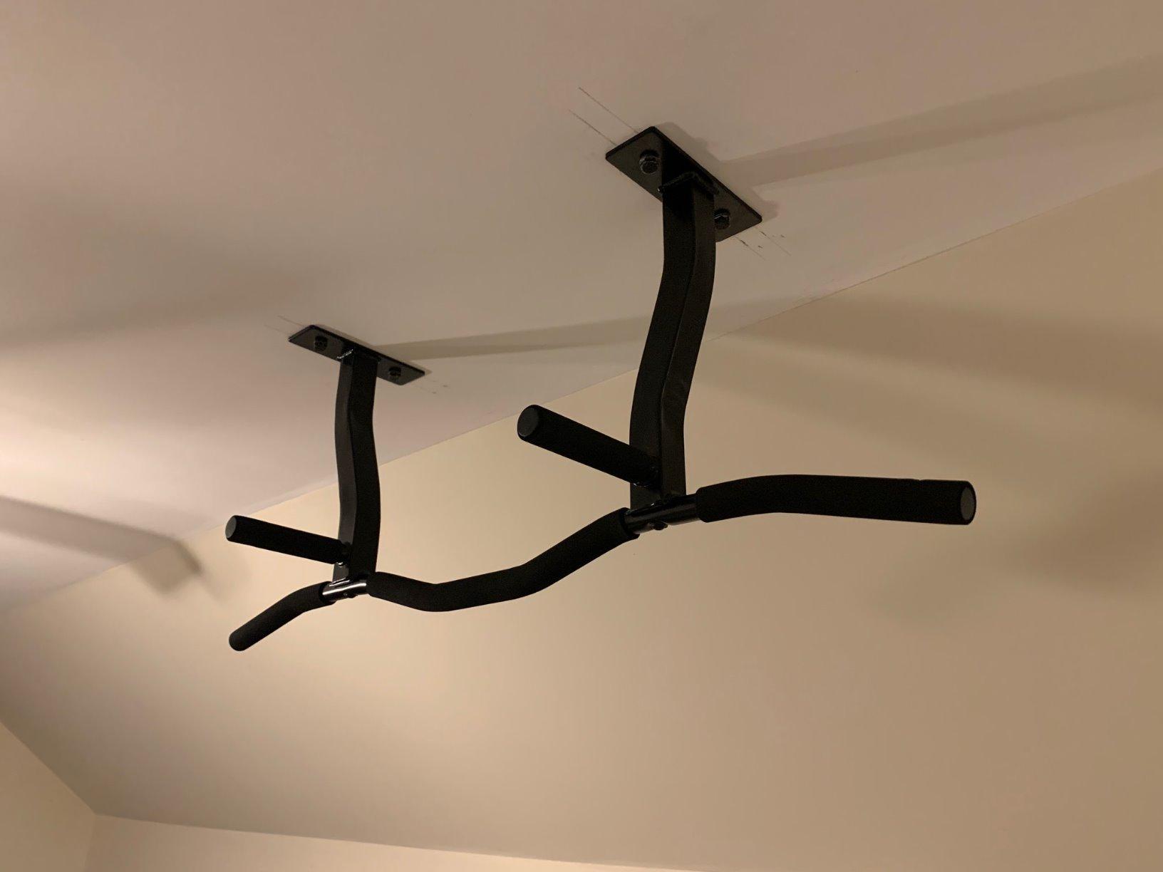 Ultimate Body Press Ceiling Mount Pull Up Bar with Reversible Risers for 16 and 24 Inch Joists with Optimum Grip Spacing - Customer Photo 1