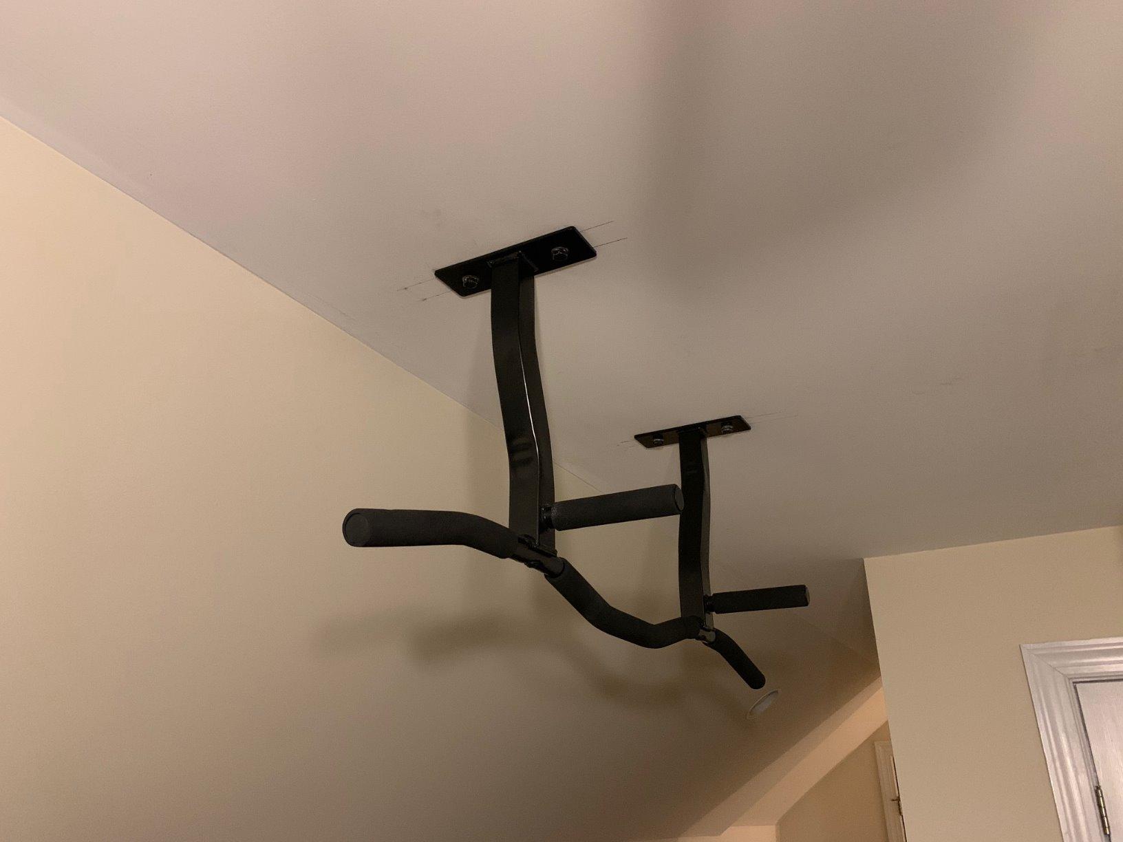 Ultimate Body Press Ceiling Mount Pull Up Bar with Reversible Risers for 16 and 24 Inch Joists with Optimum Grip Spacing - Customer Photo 2