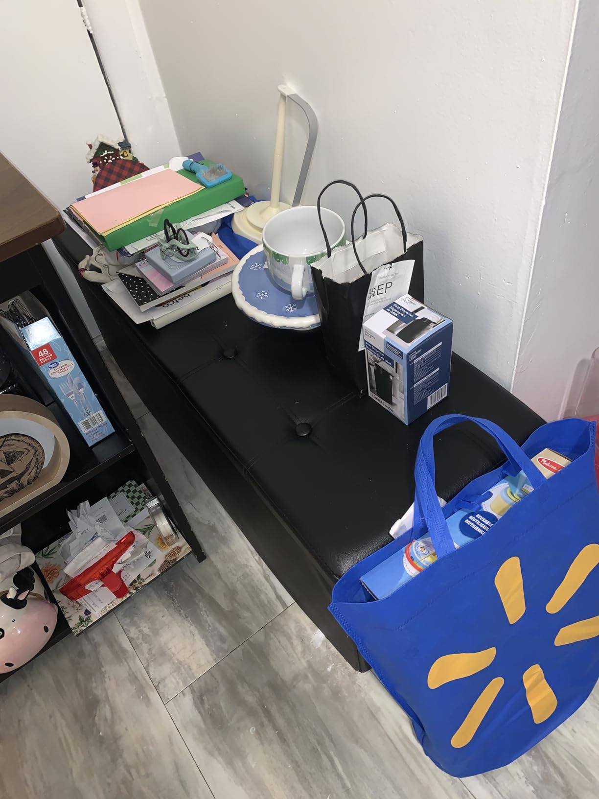 SONGMICS MAZIE Collection - 43 Inches Folding Storage Ottoman Bench, Ottoman with Storage, Foot Rest Stool, Load 660 lb, for Living Room, Synthetic Leather, Black ULSF701 - Customer Photo 1