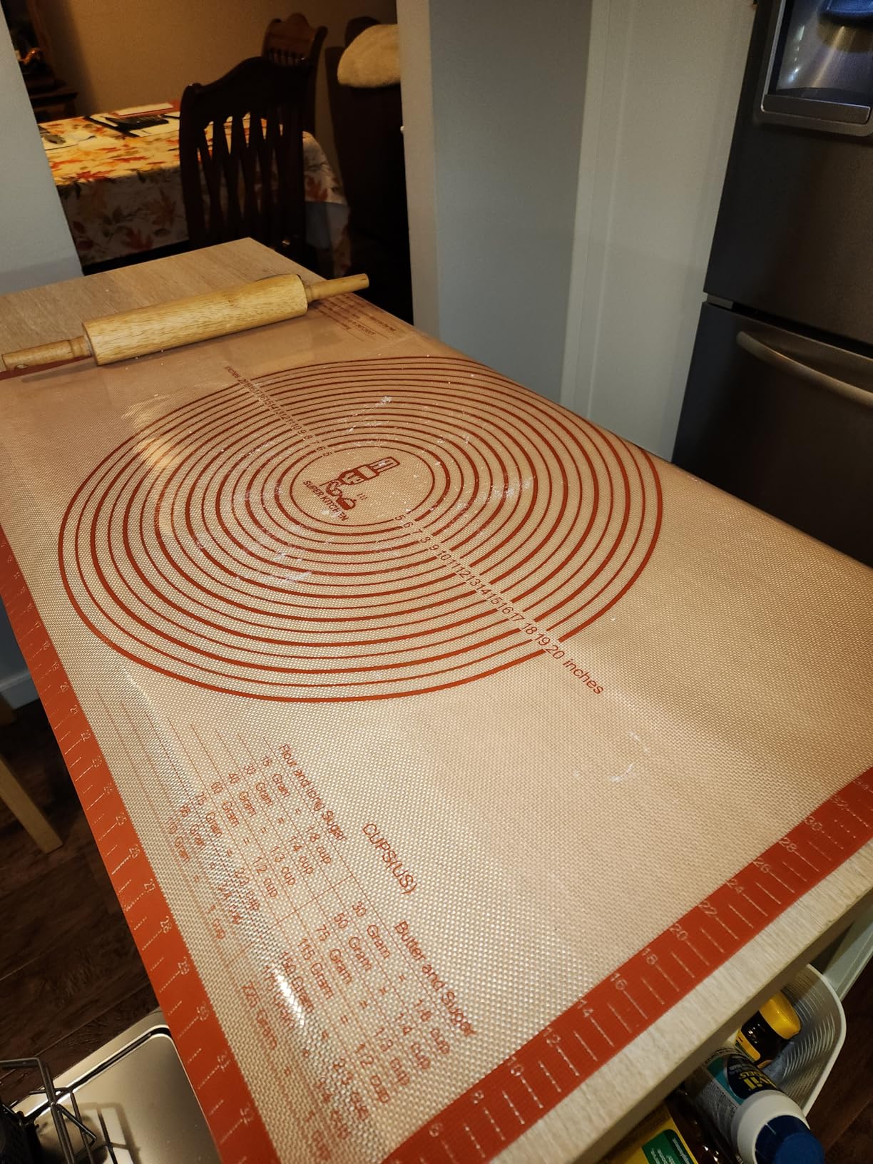 Non-slip Silicone Pastry Mat Extra Large with Measurements 28''By 20'' for Silicone Baking Mat, Counter, Dough Rolling, Oven Liner,Fondant/Pie Crust By Folksy Super Kitchen Red - Customer Photo 1