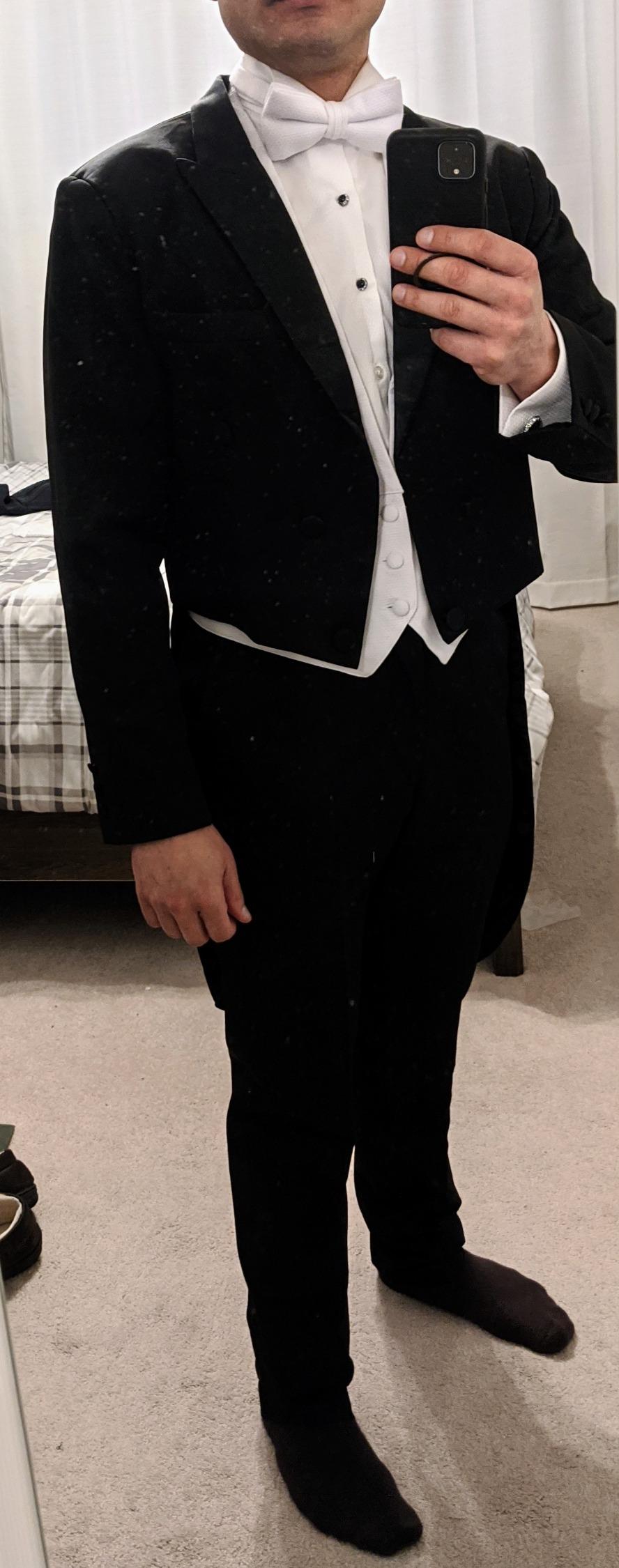 Cloudstyle Men's Tailcoat Formal Slim Fit 3-Piece Suit Dinner Jacket Swallow-Tailed Coat - Customer Photo 2