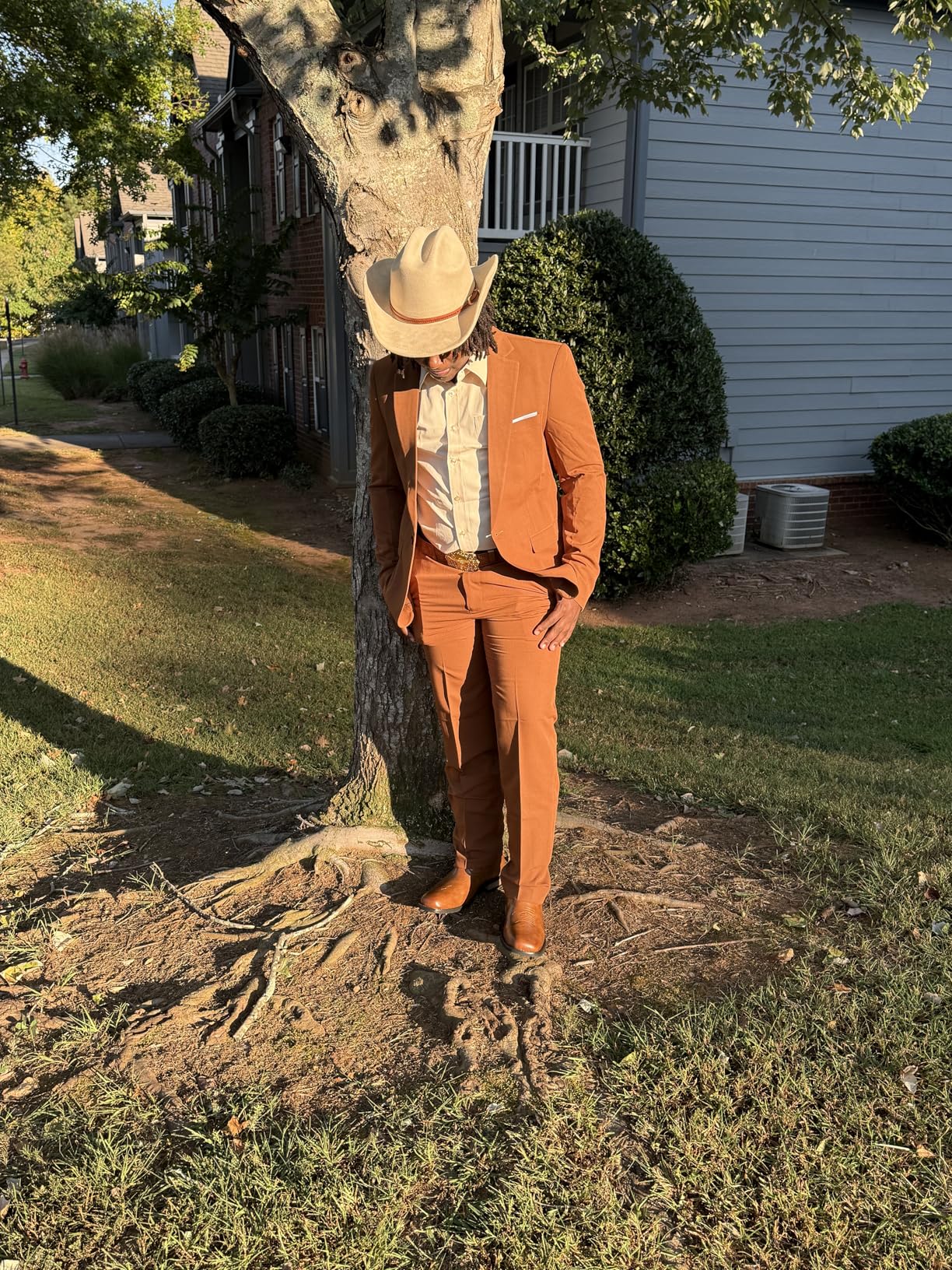 Cloudstyle Mens 3-Piece Suit Notched Lapel One Button Slim Fit Formal Jacket Vest Pants Set - Customer Photo 2