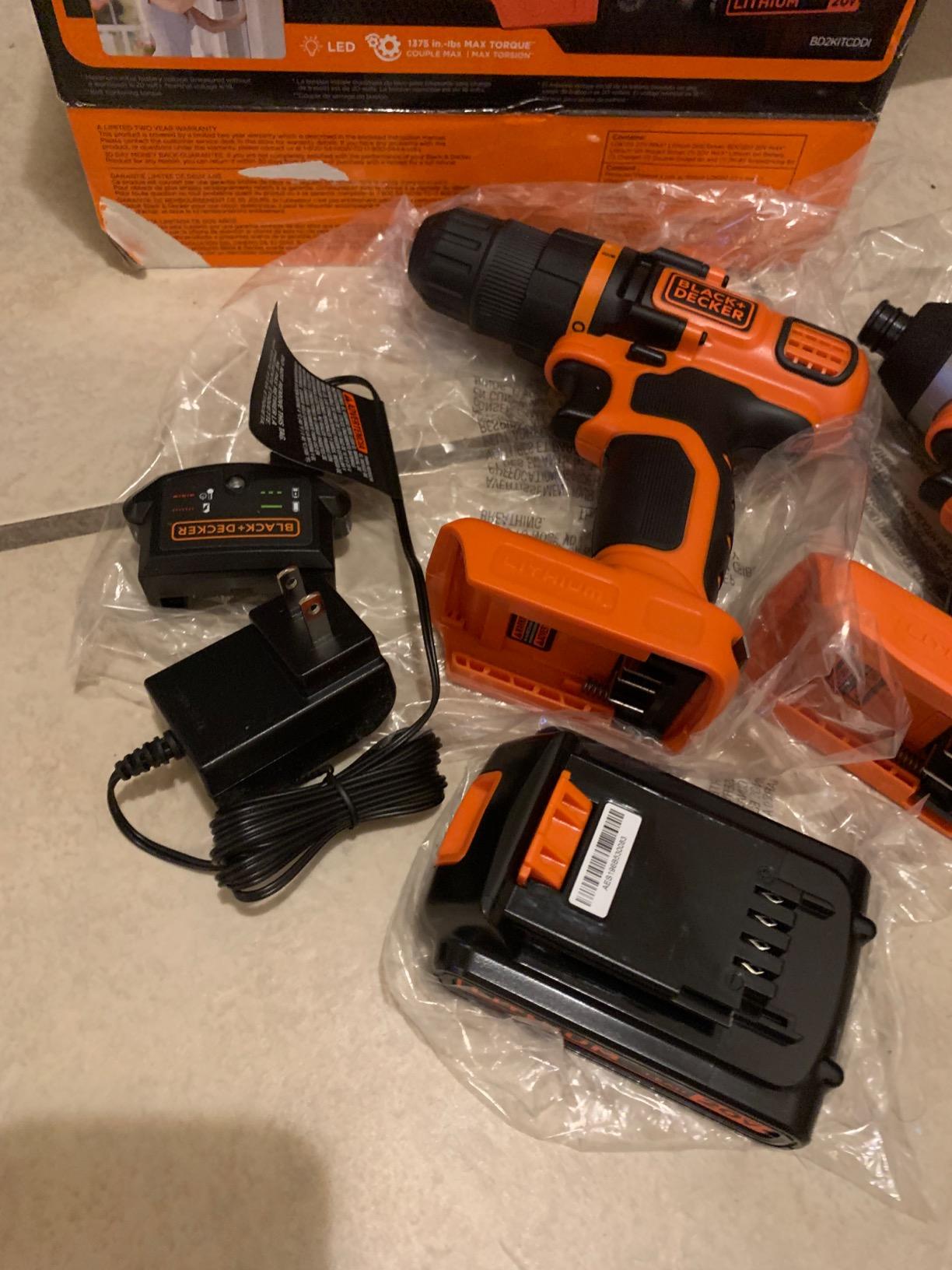 BLACK+DECKER 20V MAX Cordless Drill and Impact Driver, Power Tool Combo Kit with Battery and Charger (BD2KITCDDI) - Customer Photo 2