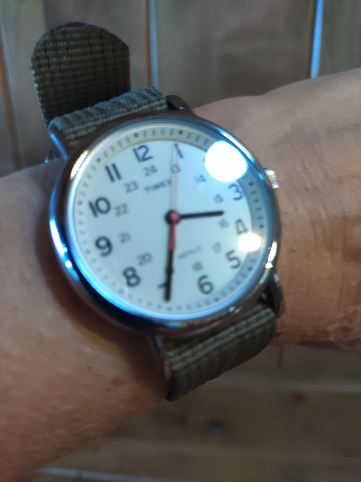 Weekender 38mm Unisex Analog Watch | INDIGLO Backlight | Adjustable Durable Nylon Fabric Slip Through Strap | 24 Hour Time - Customer Photo 1