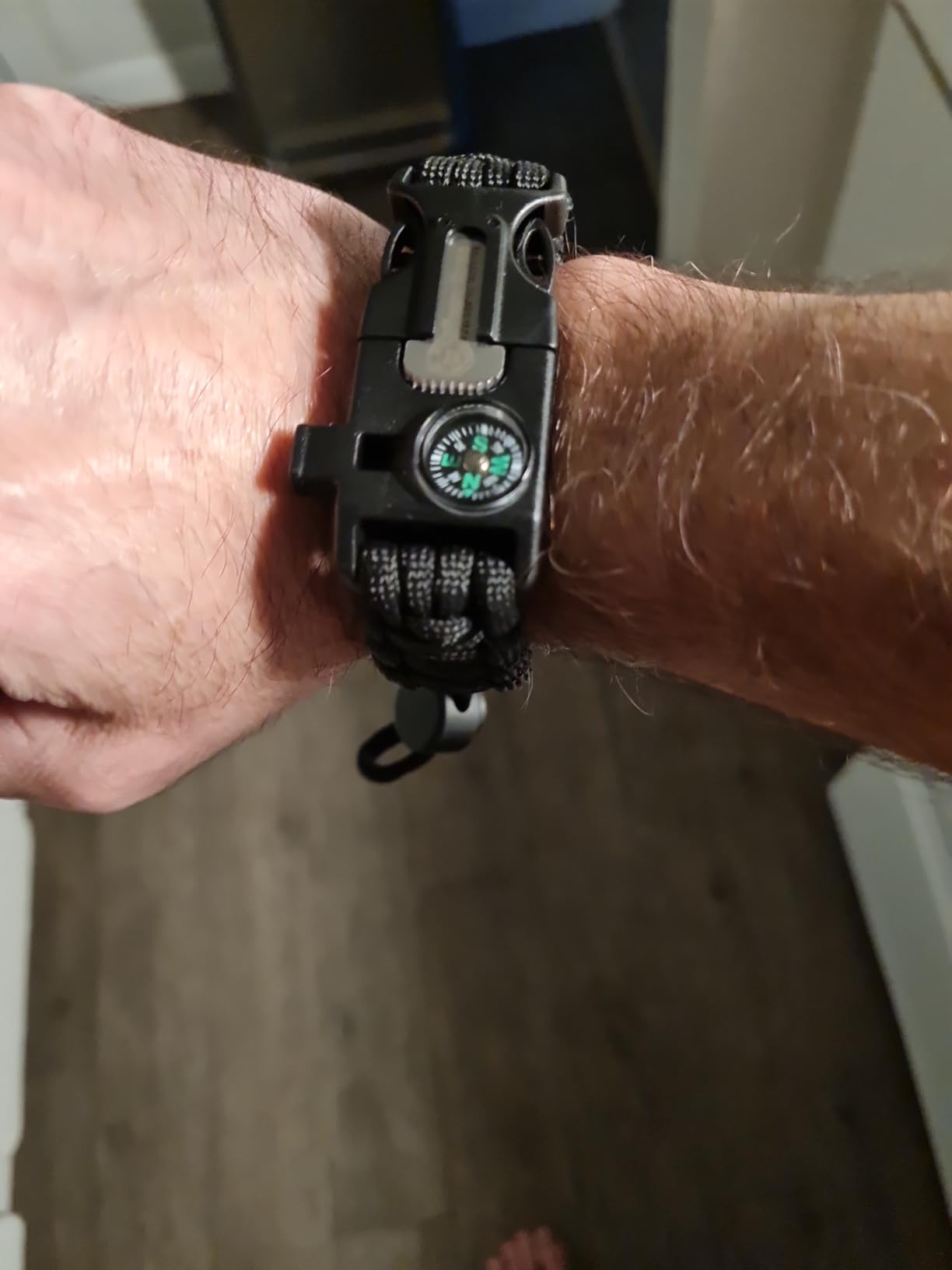 Atomic Bear Paracord Bracelet (2 Pack) - Adjustable - Fire Starter - Loud Whistle - Perfect for Hiking, Camping, Fishing and Hunting - Black & Black+Orange - Customer Photo 1