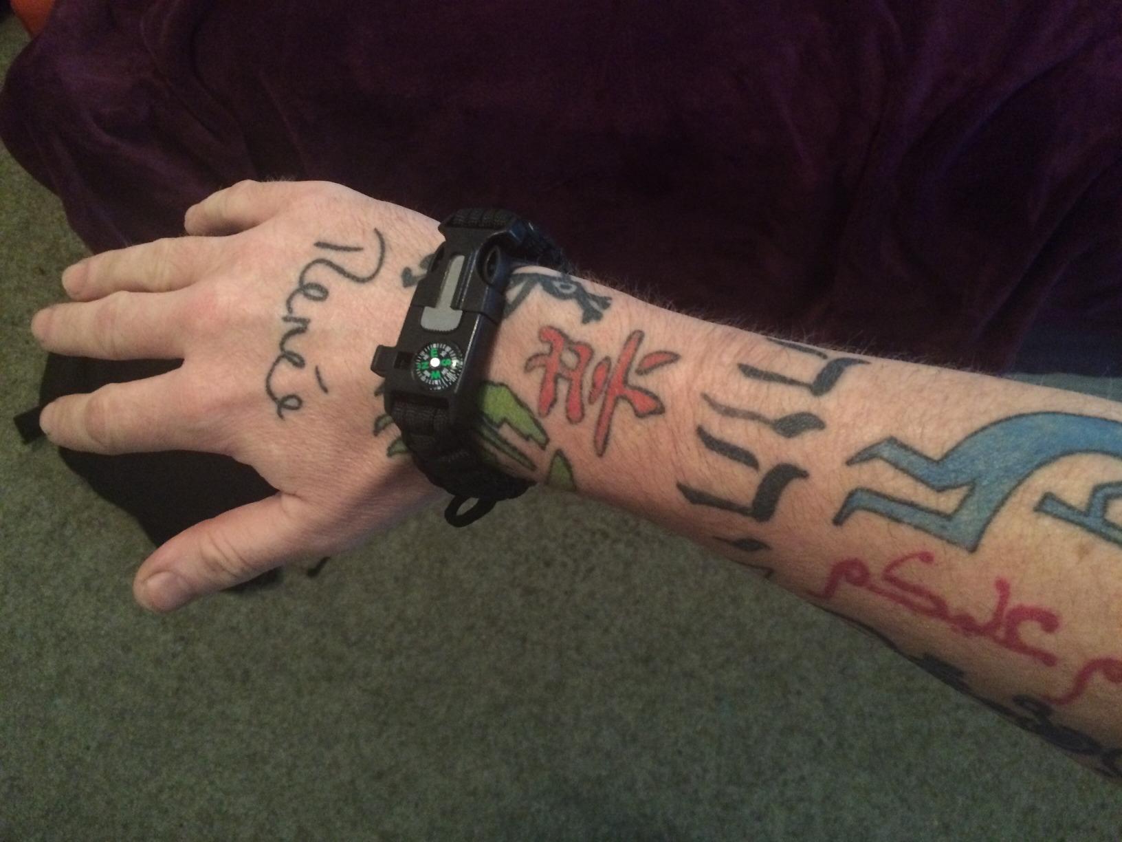 Atomic Bear Paracord Bracelet (2 Pack) - Adjustable - Fire Starter - Loud Whistle - Perfect for Hiking, Camping, Fishing and Hunting - Black & Black+Orange - Customer Photo 3