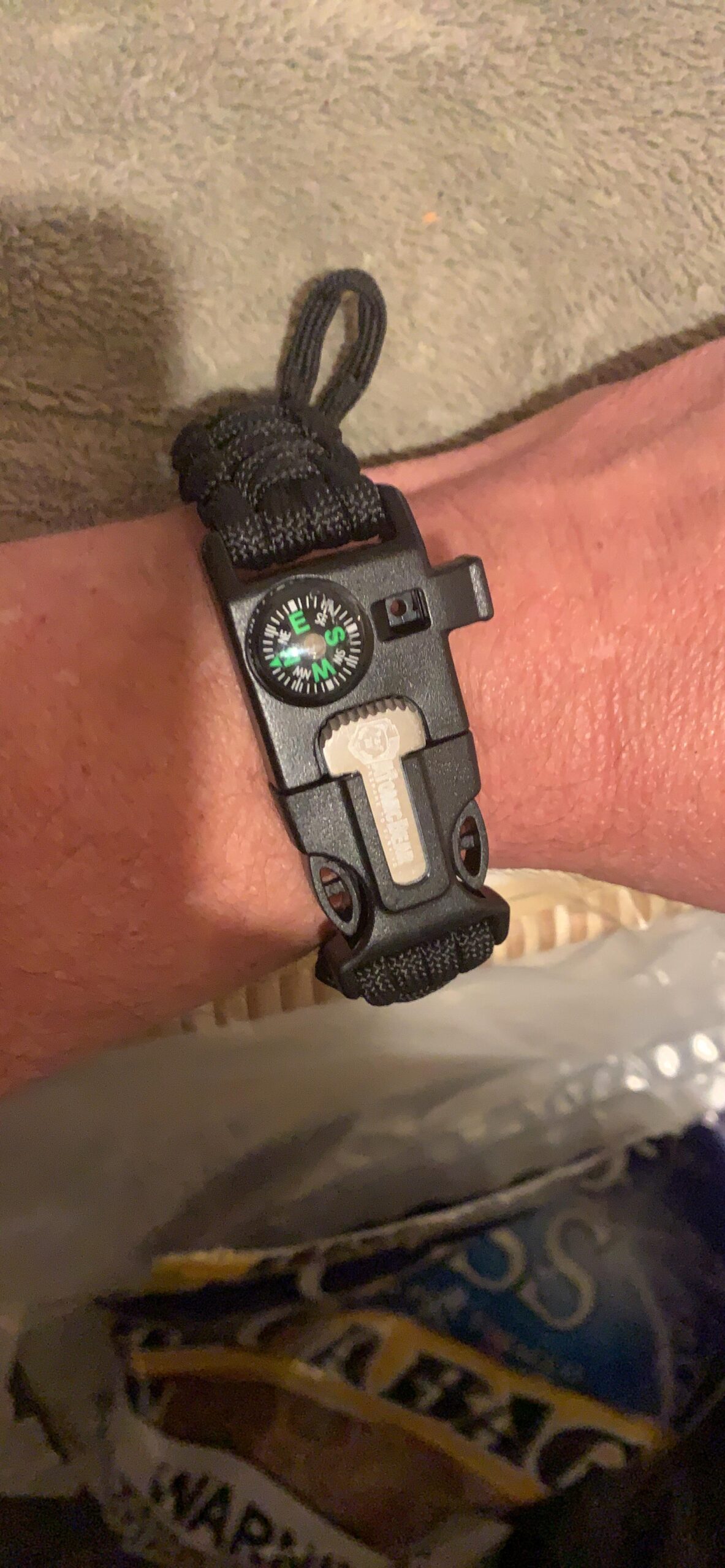 Atomic Bear Paracord Bracelet (2 Pack) - Adjustable - Fire Starter - Loud Whistle - Perfect for Hiking, Camping, Fishing and Hunting - Black & Black+Orange - Customer Photo 5