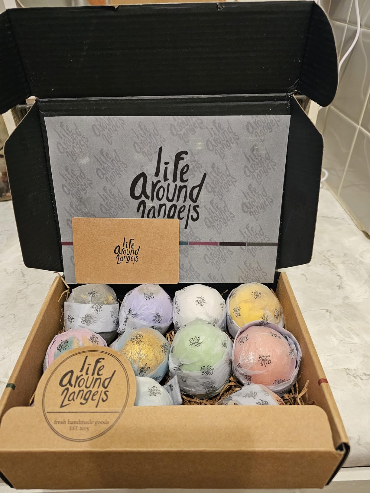 LifeAround2Angels Bath Bombs Gift Set 12 USA made Fizzies, Shea & Coco Butter Dry Skin Moisturize, Perfect for Bubble Spa Bath. Handmade Birthday Mothers day Gifts idea For Her/Him, wife, girlfriend - Customer Photo 2