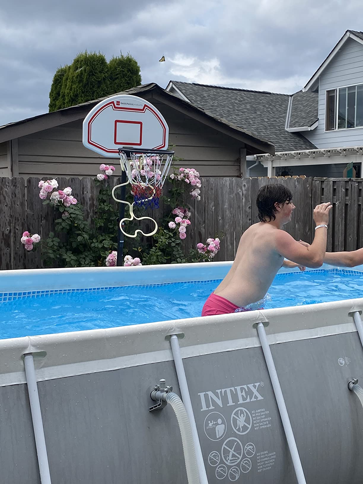 Best Choice Products Kids Height-Adjustable Basketball Hoop, Portable Backboard Set w/ 2 Wheels, Fillable Base, 70.5in to 82.3in Tall - Customer Photo 2