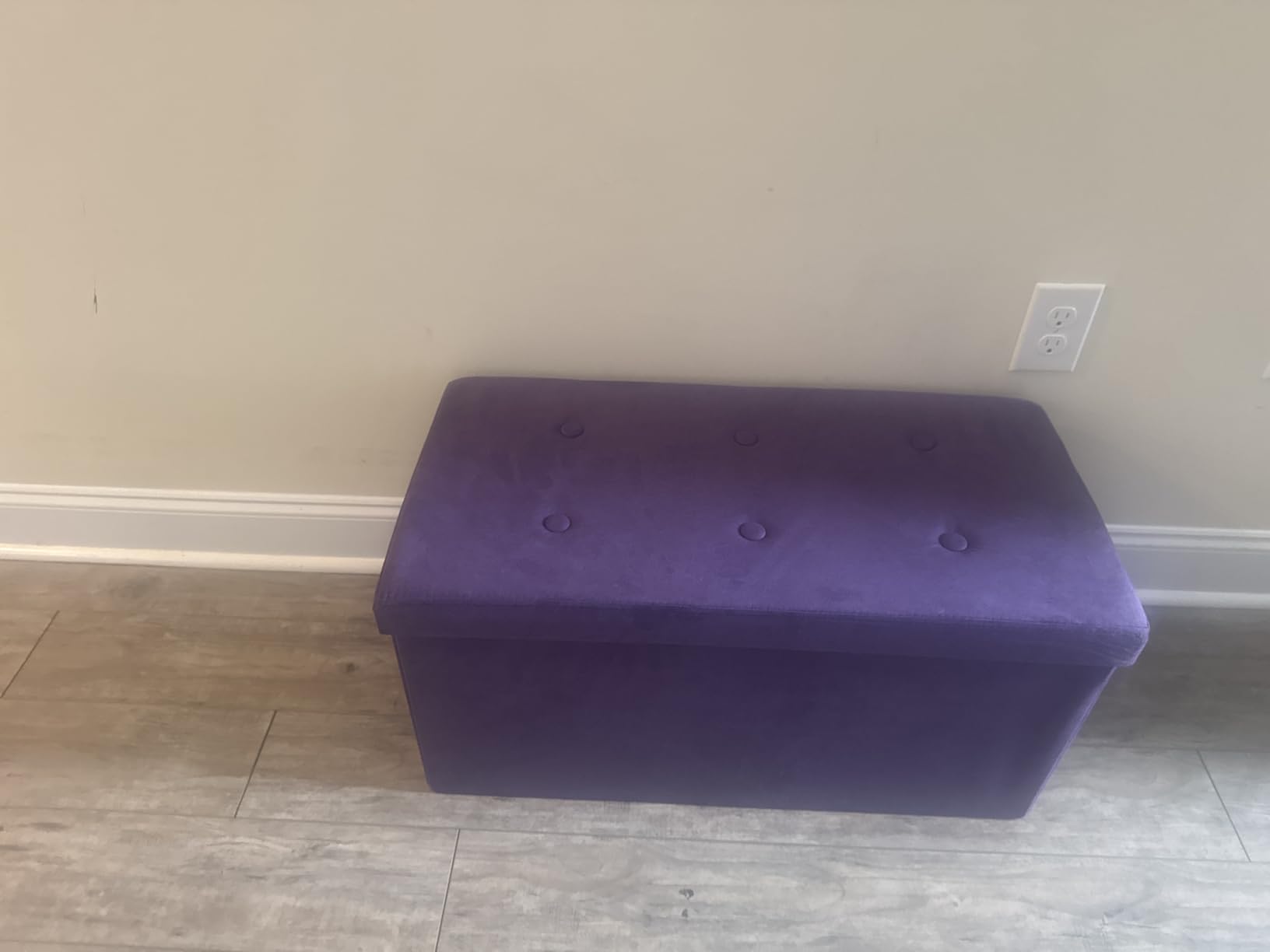 Sorbus Storage Ottoman Bench – Collapsible/Folding Bench Chest with Cover – Perfect Toy and Shoe Chest, Hope Chest, Pouffe Ottoman, Seat, Foot Rest, – Contemporary Faux Suede (Purple) Customer Review Sorbus Storage Ottoman Bench – Collapsible/Folding Bench Chest with Cover – Perfect Toy and Shoe Chest, Hope Chest, Pouffe Ottoman, Seat, Foot Rest, – Contemporary Faux Suede (Purple) - Customer Photo 1