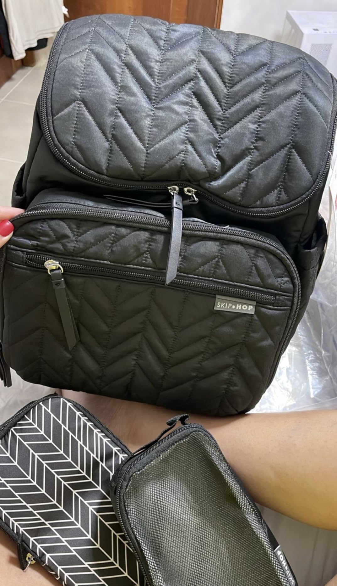 Skip Hop Diaper Bag Backpack: Forma, Multi-Function Baby Travel Bag with Changing Pad & Stroller Attachment, Jet Black Customer Review Skip Hop Diaper Bag Backpack: Forma, Multi-Function Baby Travel Bag with Changing Pad & Stroller Attachment, Jet Black - Customer Photo 1