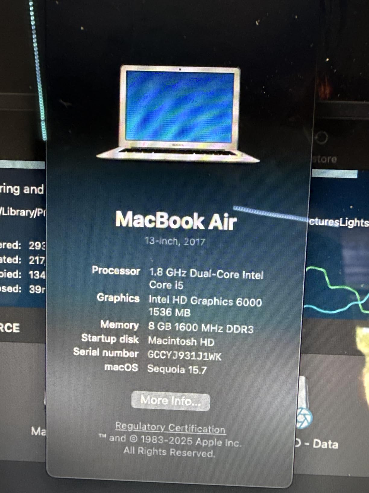 Apple Macbook Air 2017 with 1.8GHz Intel Core i5 (13-inch, 8GB RAM, 128GB SSD Storage) (QWERTY English) Silver (Renewed) - Customer Photo 2