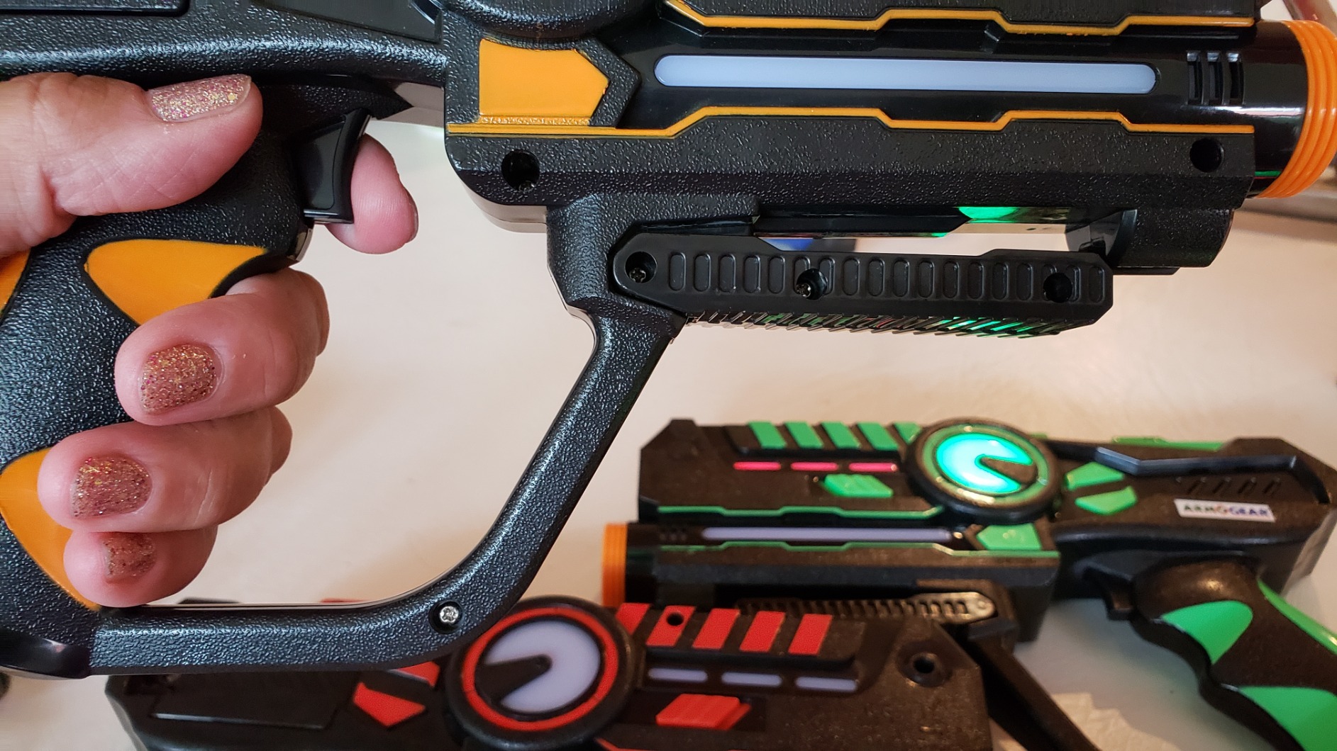 ArmoGear Set of 4 Laser Tag Guns with Vests - Laser Tag Set for Kids and Adults - Toy Guns with 150 ft Range, Night Vision, Invisibility Mode - Battery Operated - Multiplayer Outdoor Game for Ages 8+ - Customer Photo 5