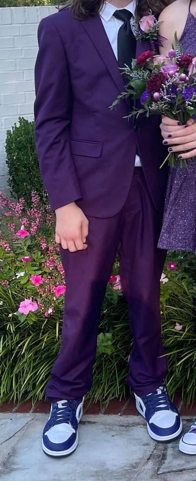 YFFUSHI Slim Fit 2 Piece Suit for Men One Button Casual/Formal/Wedding Tuxedo,Navy,XX-Large - Customer Photo 1