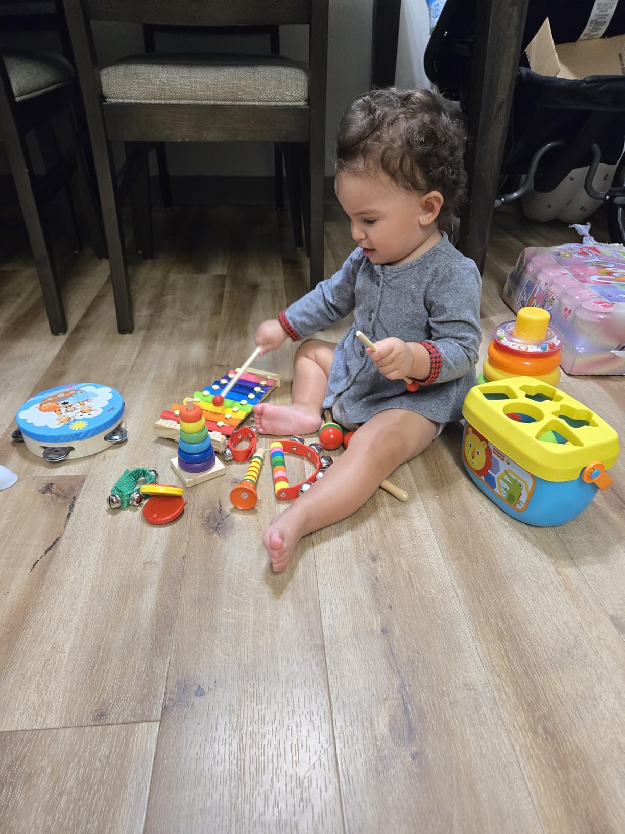 Fisher-Price Baby's First Blocks & Rock-a-Stack Toy Set, Bucket of 10 Shapes & Ring Stacking Activity for Developmental Play Ages 6+ Months (Amazon Exclusive) - Customer Photo 1