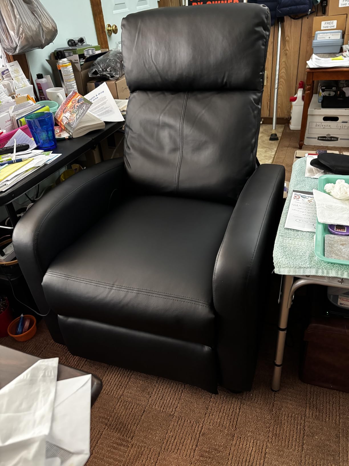 Homall Modern Recliner Chair Padded Seat Pu Leather for Living Room Single Sofa Recliner Seat Club Chair Home Theater Seating (Black) - Customer Photo 2