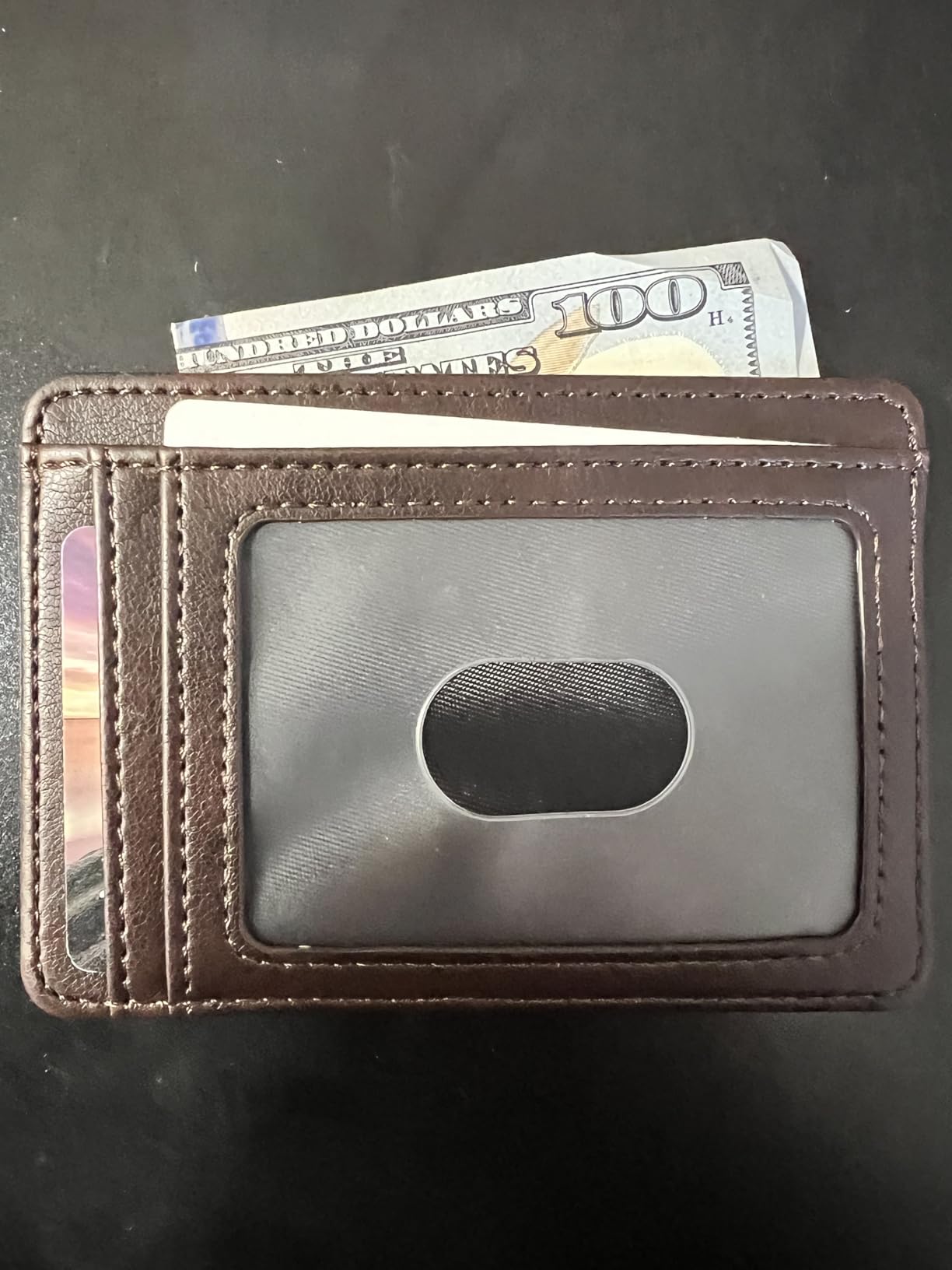 Buffway Slim Minimalist Front Pocket RFID Blocking Leather Wallets for Men and Women - Cross Black - Customer Photo 1