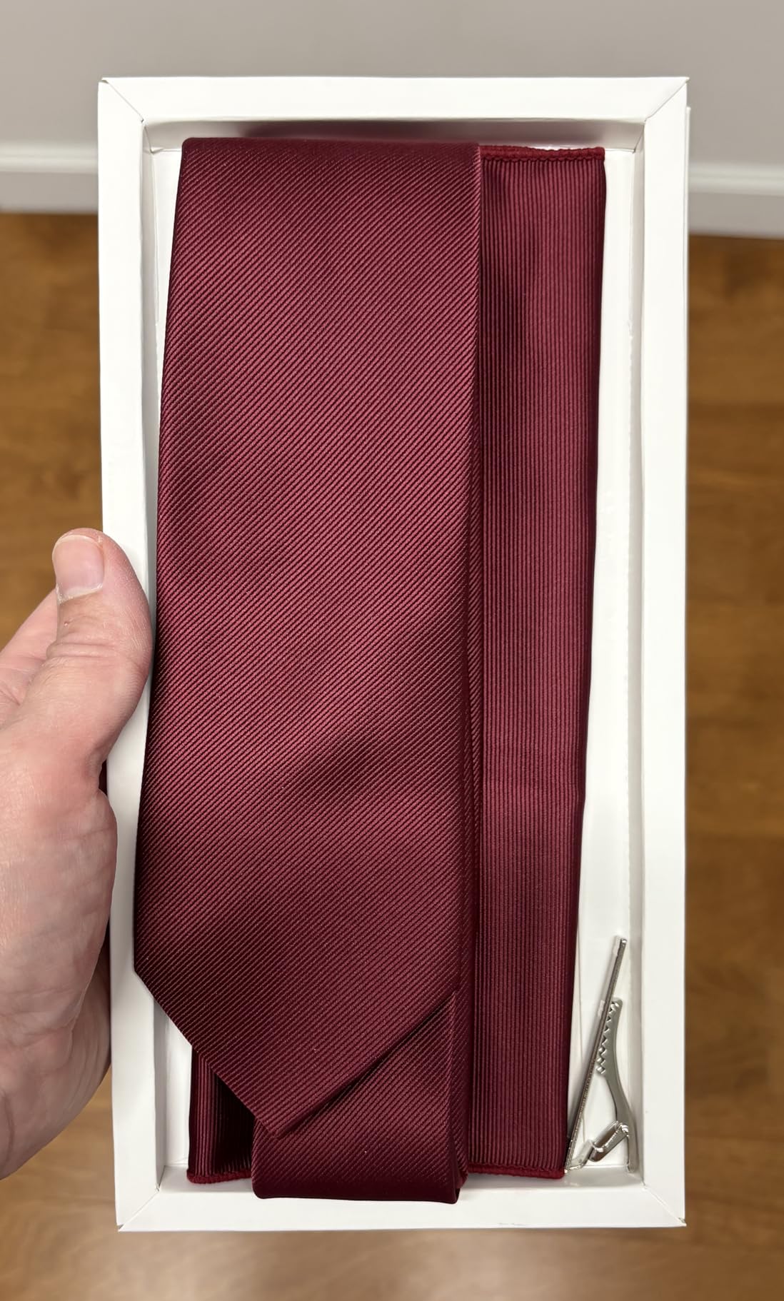 JEMYGINS Solid Color Formal Necktie and Pocket Square Tie Clip Sets for Men - Customer Photo 1