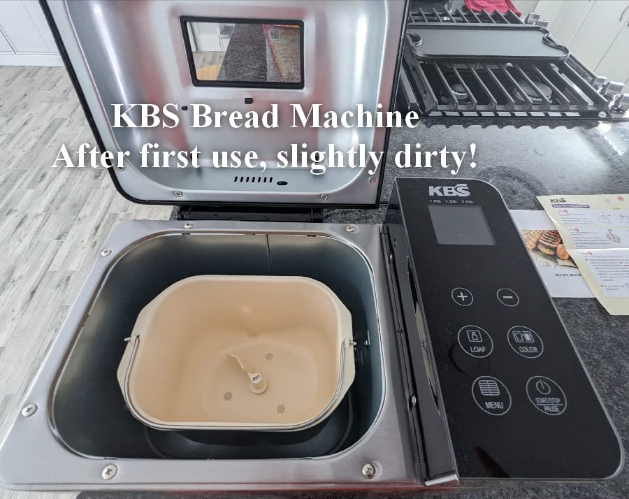 KBS Pro 710W Bread Maker, 2LB 17-in-1 Automatic Bread Machine with Healthy Ceramic Pan, Nut Dispenser, Tempered Glass Touch Panel, Stainless Steel Housing,3 Crust Colors, 15H Timer&Keep-Warm, Recipe - Customer Photo 1