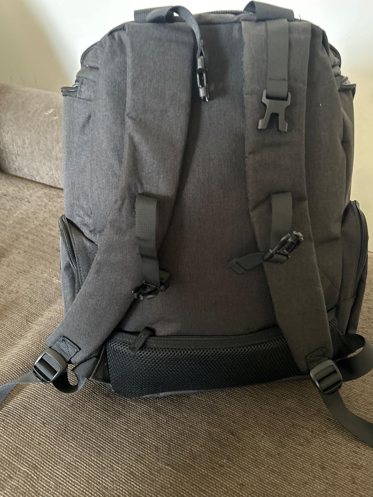 Mancro Diaper Bag Backpack, Multifunctional Dad Diaper Bag with 2 Side Insulated Pockets, Travel Water Resistant Baby Diaper Backpack for Men Women with Stroller Straps, Black Customer Review Mancro Diaper Bag Backpack, Multifunctional Dad Diaper Bag with 2 Side Insulated Pockets, Travel Water Resistant Baby Diaper Backpack for Men Women with Stroller Straps, Black - Customer Photo 5