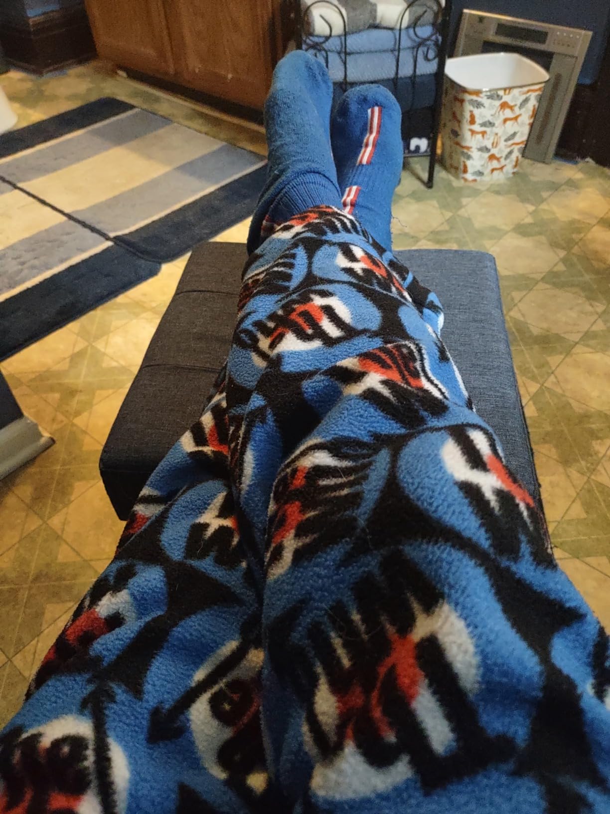 SONGMICS 15 Inches Cube Storage Ottoman, Bedroom Bench with Storage, Foot Stool with Feet, Holds Up to 660 lb, Dark Gray ULSF14GYZ - Customer Photo 2