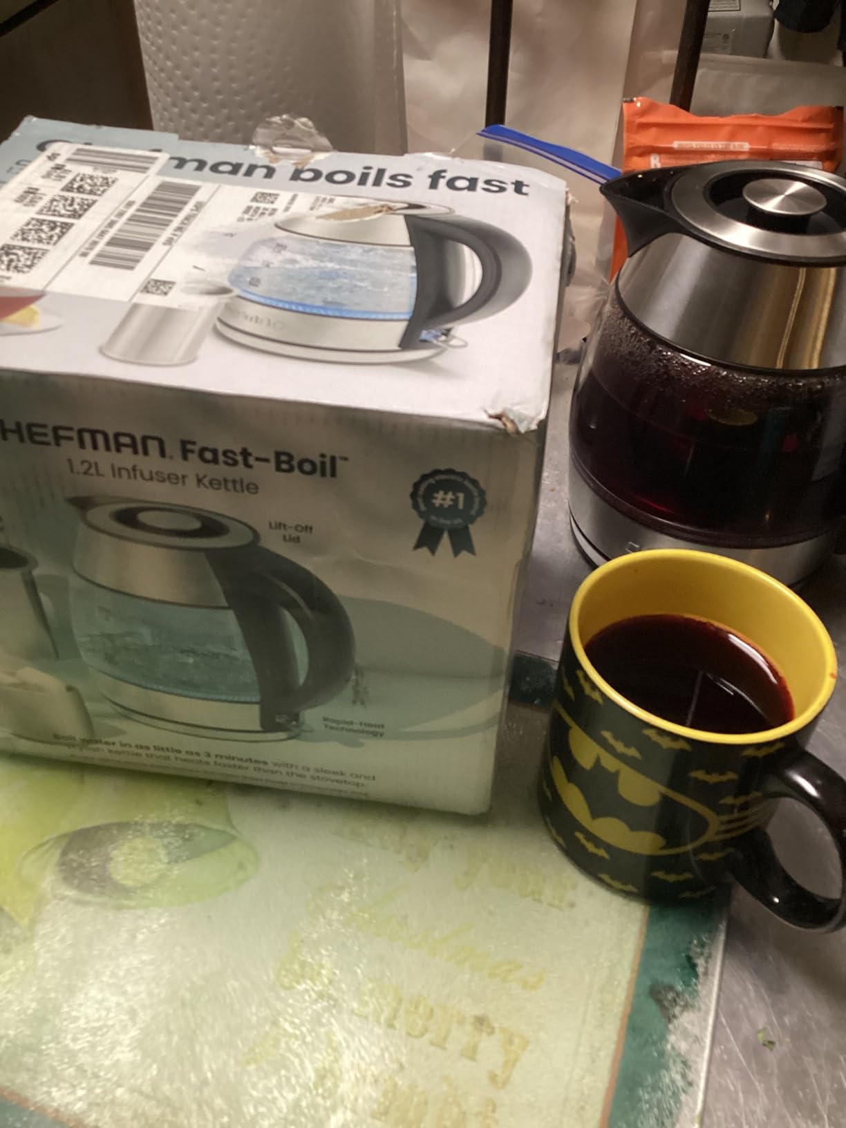 Chefman Electric Kettle with Temperature Control, 5 Presets LED Indicator Lights, Removable Tea Infuser, Glass Tea Kettle & Hot Water Boiler, 360° Swivel Base, BPA Free, Stainless Steel, 1.8 Liters - Customer Photo 2