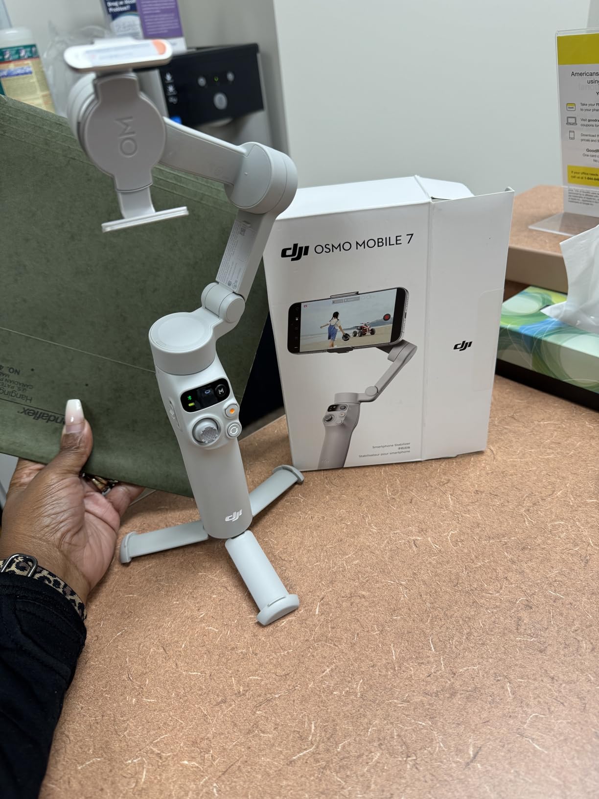 DJI Osmo Mobile 7 Gimbal Stabilizer for iPhone, Android, Built-in Tripod, Portable Stabilizer for iPhone, Selfie Stick, 3-Axis Phone Gimbal, ActiveTrack 7.0, One-Tap Edit, 10hrs Use, Phone Charging - Customer Photo 2