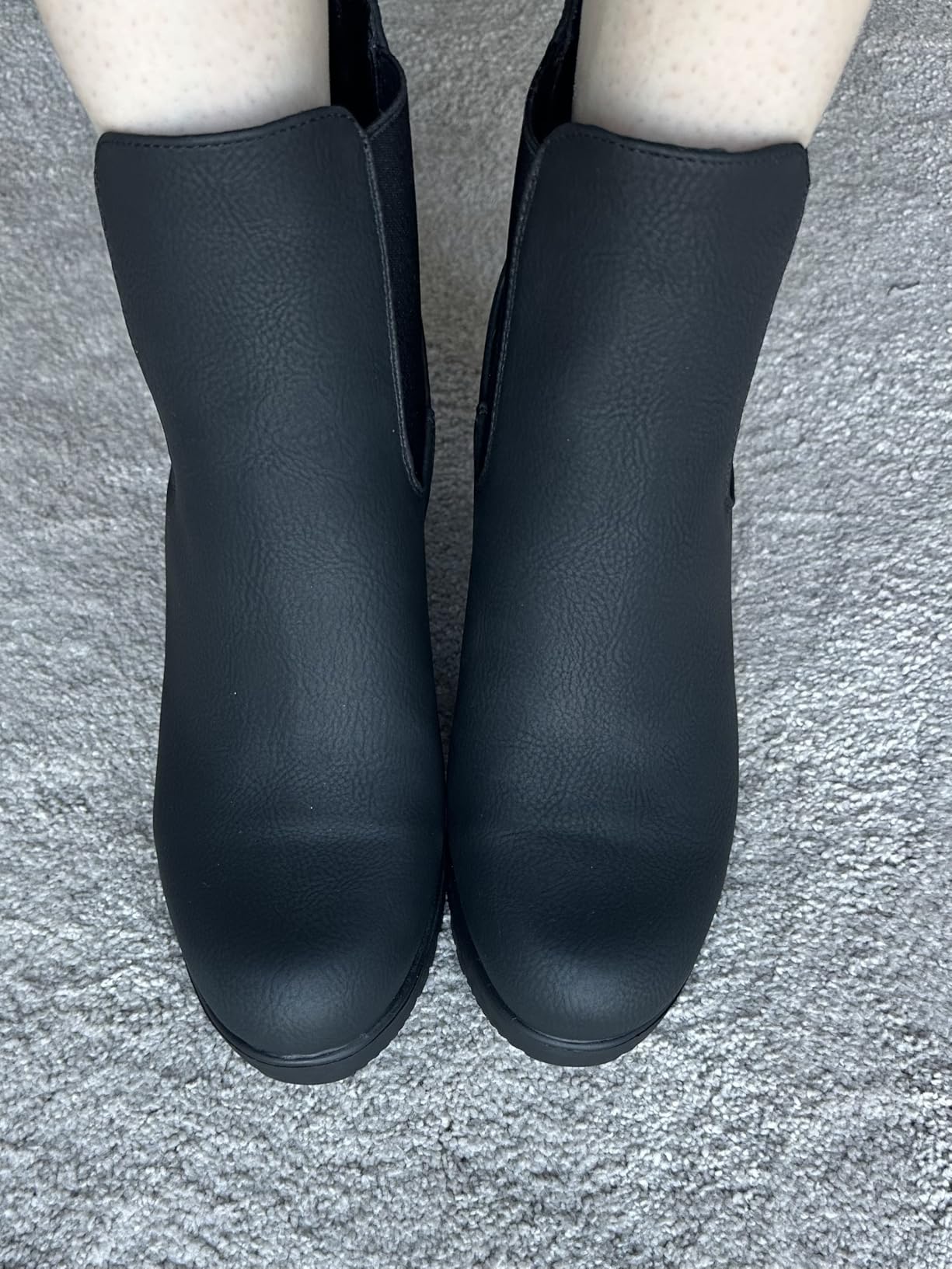 DREAM PAIRS Women's High Chunky Heel Chelsea Ankle Boots Slip On Elastic Fall Heeled Booties Shoes - Customer Photo 2