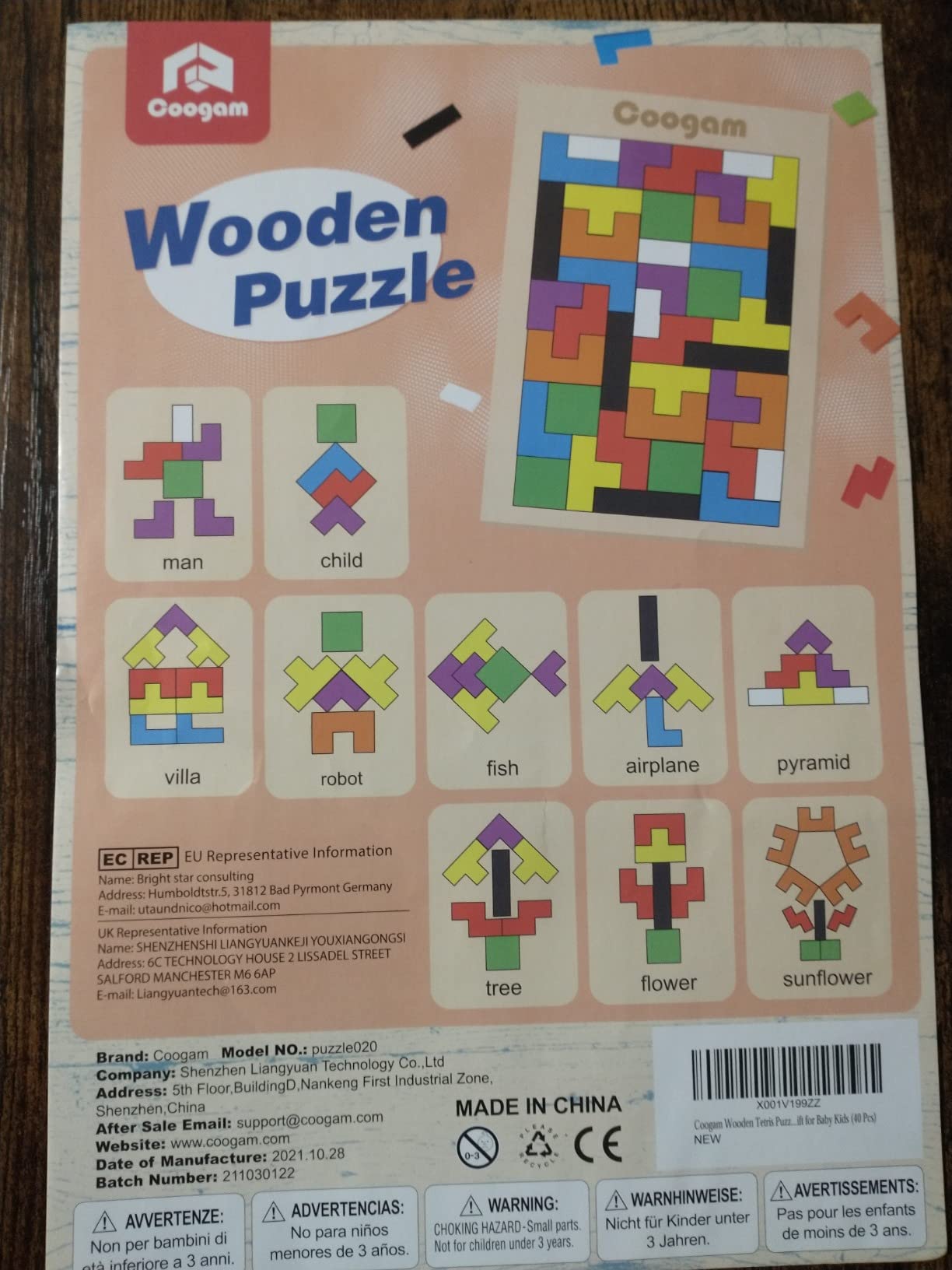 Coogam Wooden Blocks Puzzle Brain Teasers Toy Tangram Jigsaw Intelligence Colorful 3D Russian Blocks Game STEM Montessori Educational Gift for Kids (40 Pcs) - Customer Photo 1