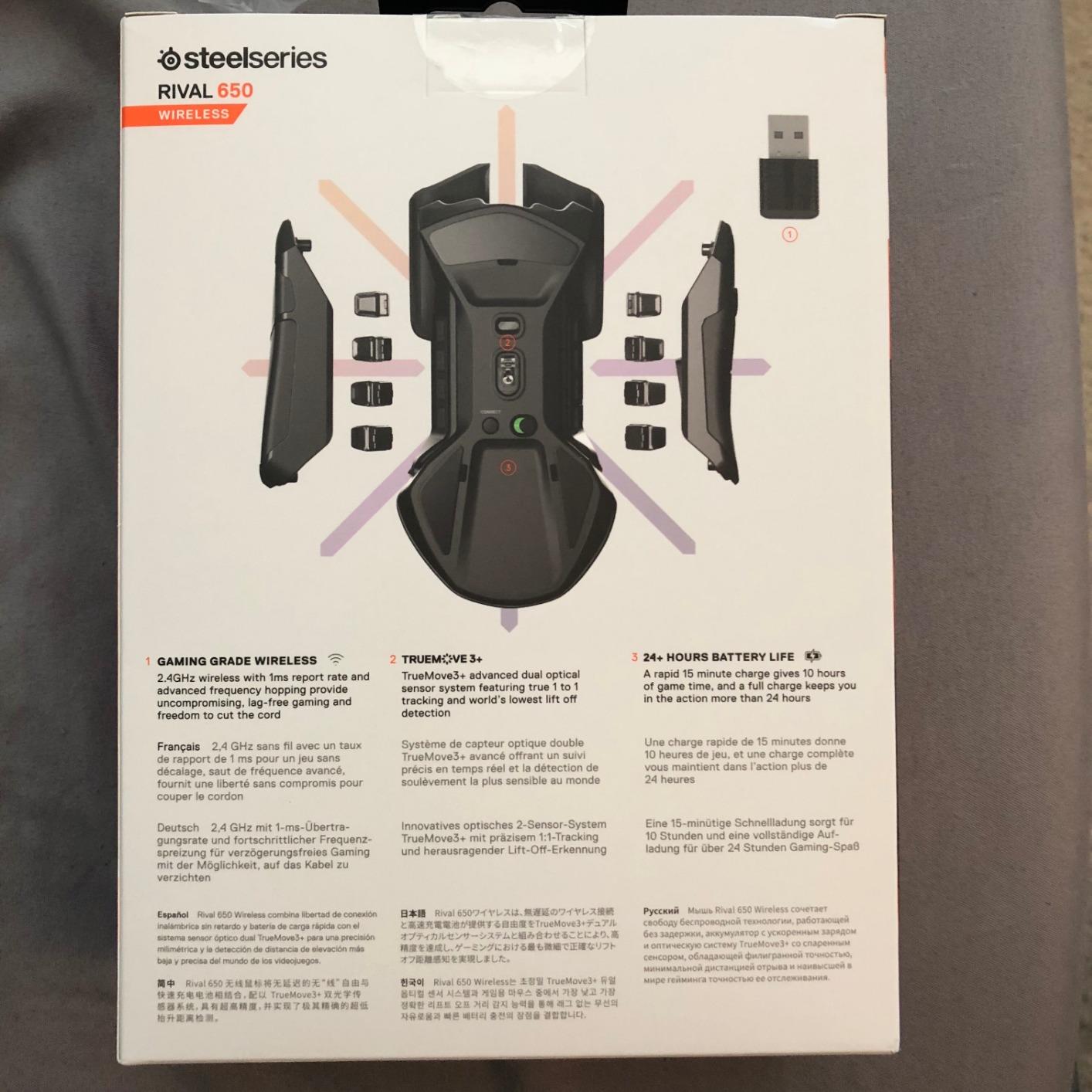 SteelSeries Rival 650 Quantum Wireless Gaming Mouse - Rapid Charging, 12,000 Cpi Dual Sensor, 256 Weight Configs, 8 Zone RGB Lighting - Customer Photo 5