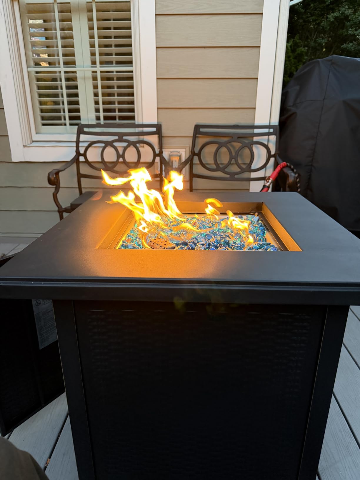 BALI OUTDOORS Fire Pit Table Propane Gas Firepit Rectangular Fire Table 42In 60,000 BTU for Outside Patio Backyard Deck Balcony - Customer Photo 2