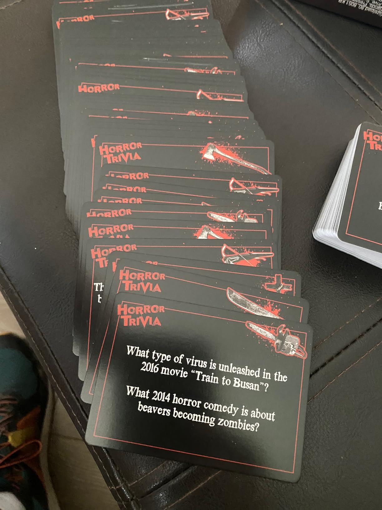 Horror Trivia Card Game - Test Your Knowledge of Horror Pop Culture Facts with 300 Scary Fun Trivia Questions - Customer Photo 1