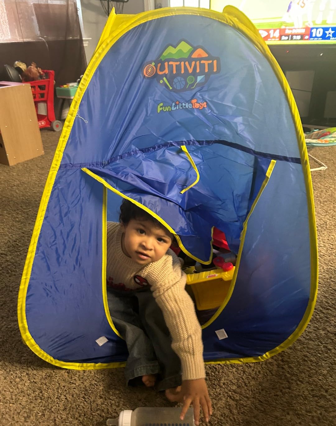 FUN LITTLE TOYS Pop Up Play Tent with Camping Gear and Tools Set, Outdoor Toys for Kids - Customer Photo 1