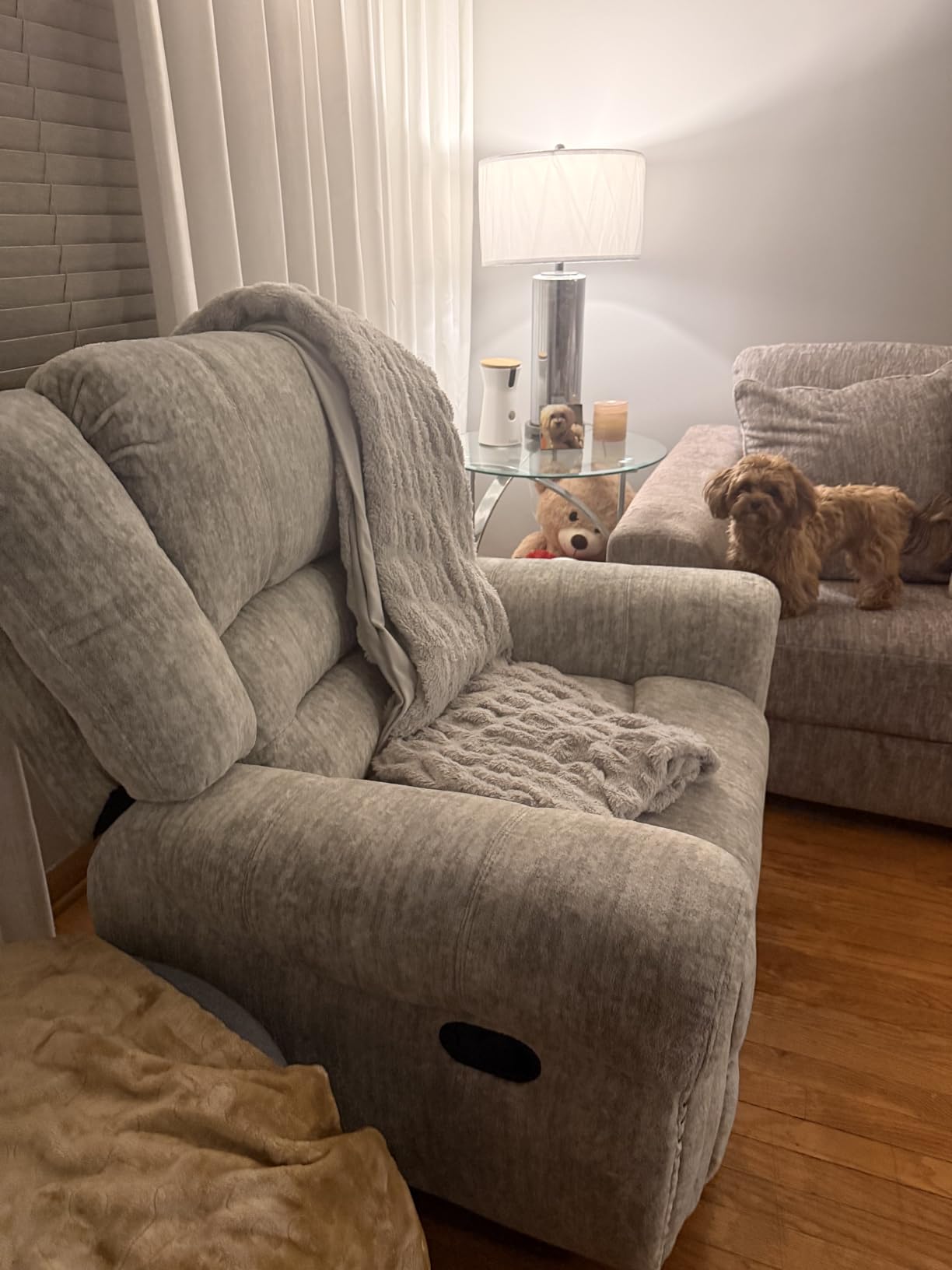 CANMOV Leather Recliner Chair, Classic and Traditional Manual Recliner Chair with Comfortable Arms and Back Single Sofa for Living Room, Nut Brown - Customer Photo 2