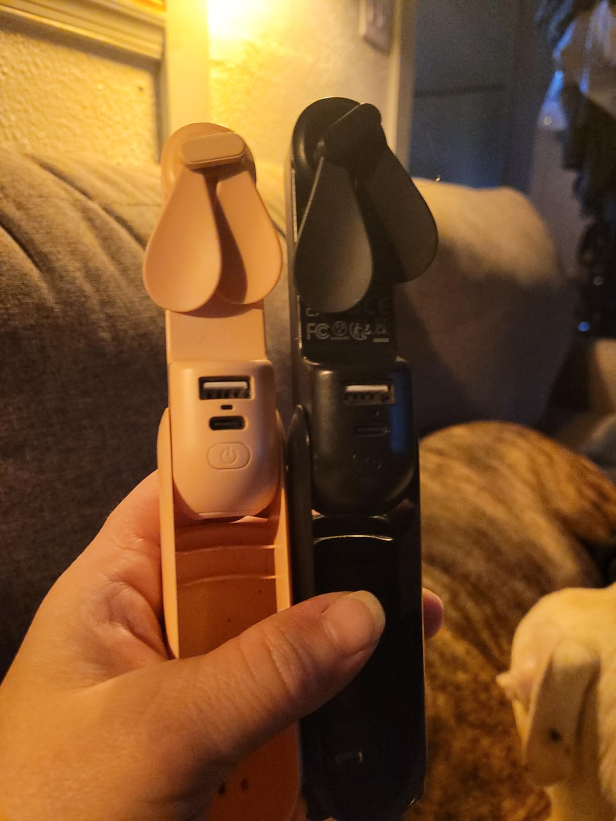 JISULIFE Handheld Mini Fan, 3 IN 1 USB Rechargeable Portable Fan [12-19 Working Hours] with Power Bank, Flashlight, Pocket Design for Travel/Summer/Concerts/Lash, Gifts for Women (Pink) - Customer Photo 2