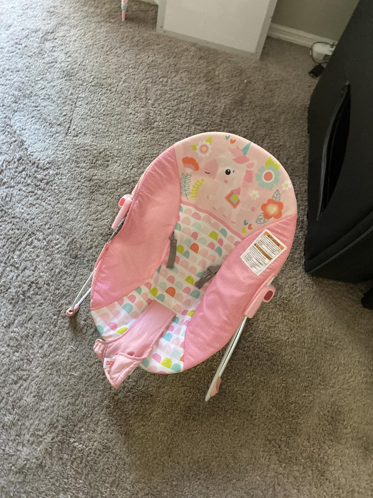 Bright Starts Baby Bouncer Soothing Vibrations Infant Seat - Removable Toy Bar, Nonslip Feet, 0-6 Months Up to 20 lbs (Safari Fun) - Customer Photo 3