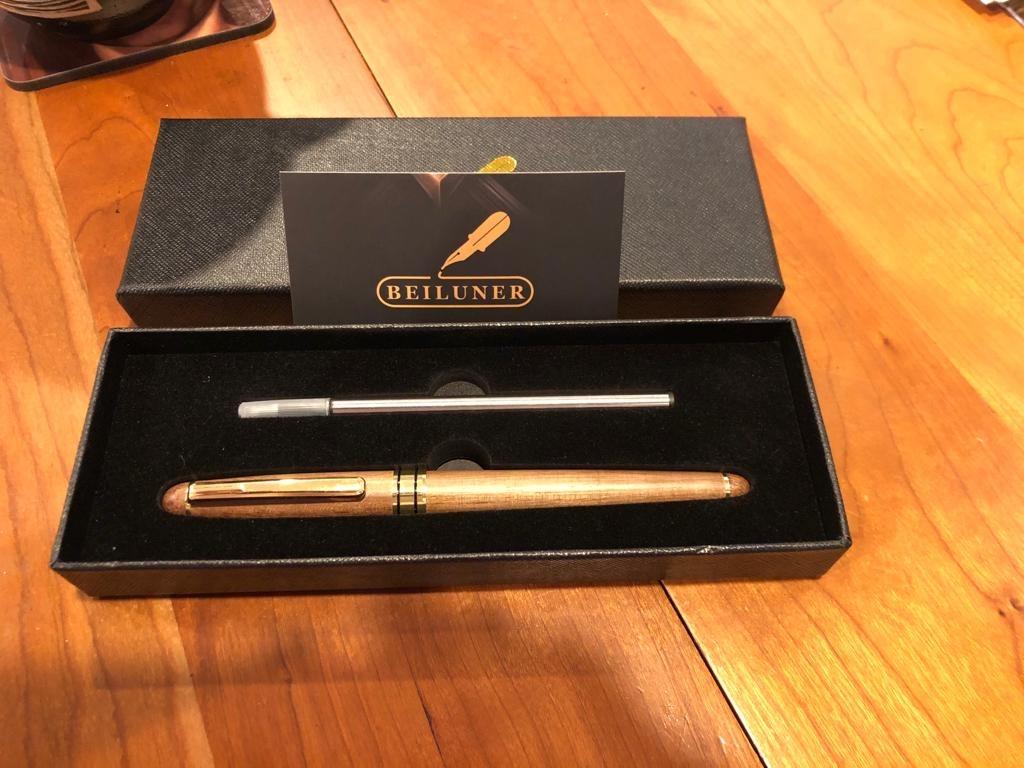 BEILUNER Luxury Wood Ballpoint Pen Writing Set,Walnut-Elegant Fancy Nice Gift Pen Set for Signature Executive Premium Office Fancy Nice Supplies - Christmas Gift Boxed with Extra Refills (Black) - Customer Photo 1