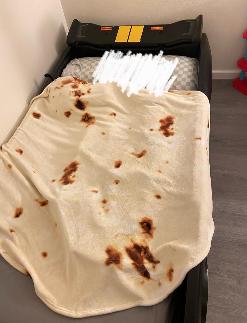 Admitrack Burrito Tortilla Blanket, Double Sided Super Soft Flannel Throw, Gag Novelty Tortilla White Elephant Gift for Christmas Adults Kids Couples Parties - Customer Photo 1