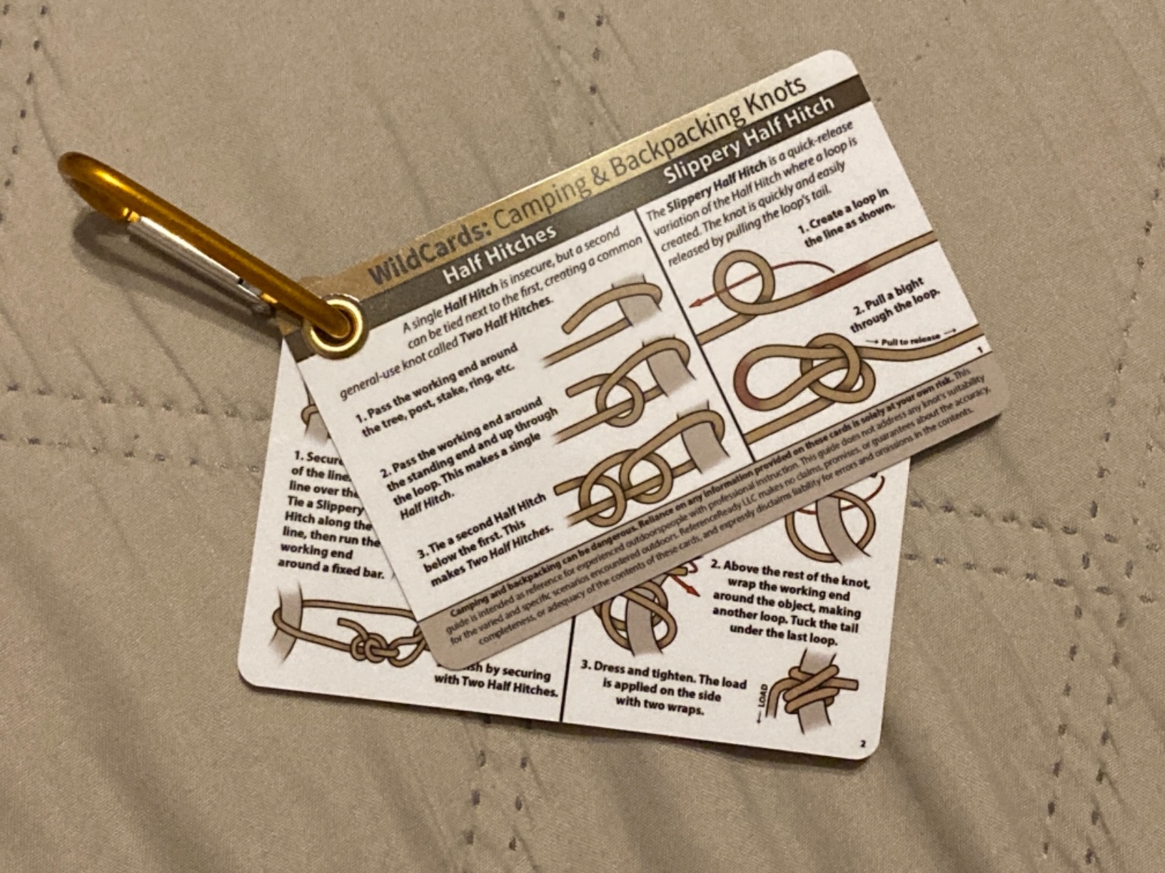 Outdoor Knots - Waterproof Knot Tying Cards with Mini Carabiner - Includes 22 Rope Knots for Camping, Backpacking, and Scouting Scenarios - Customer Photo 4