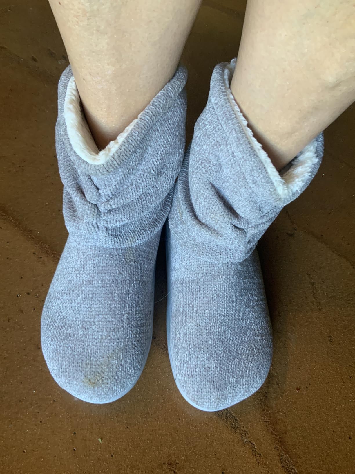 LongBay Women's Cozy Winter Slipper Boots Warm Chenille Knit Bootie Memory Foam Non-Slip Indoor Outdoor House Shoes - Customer Photo 3