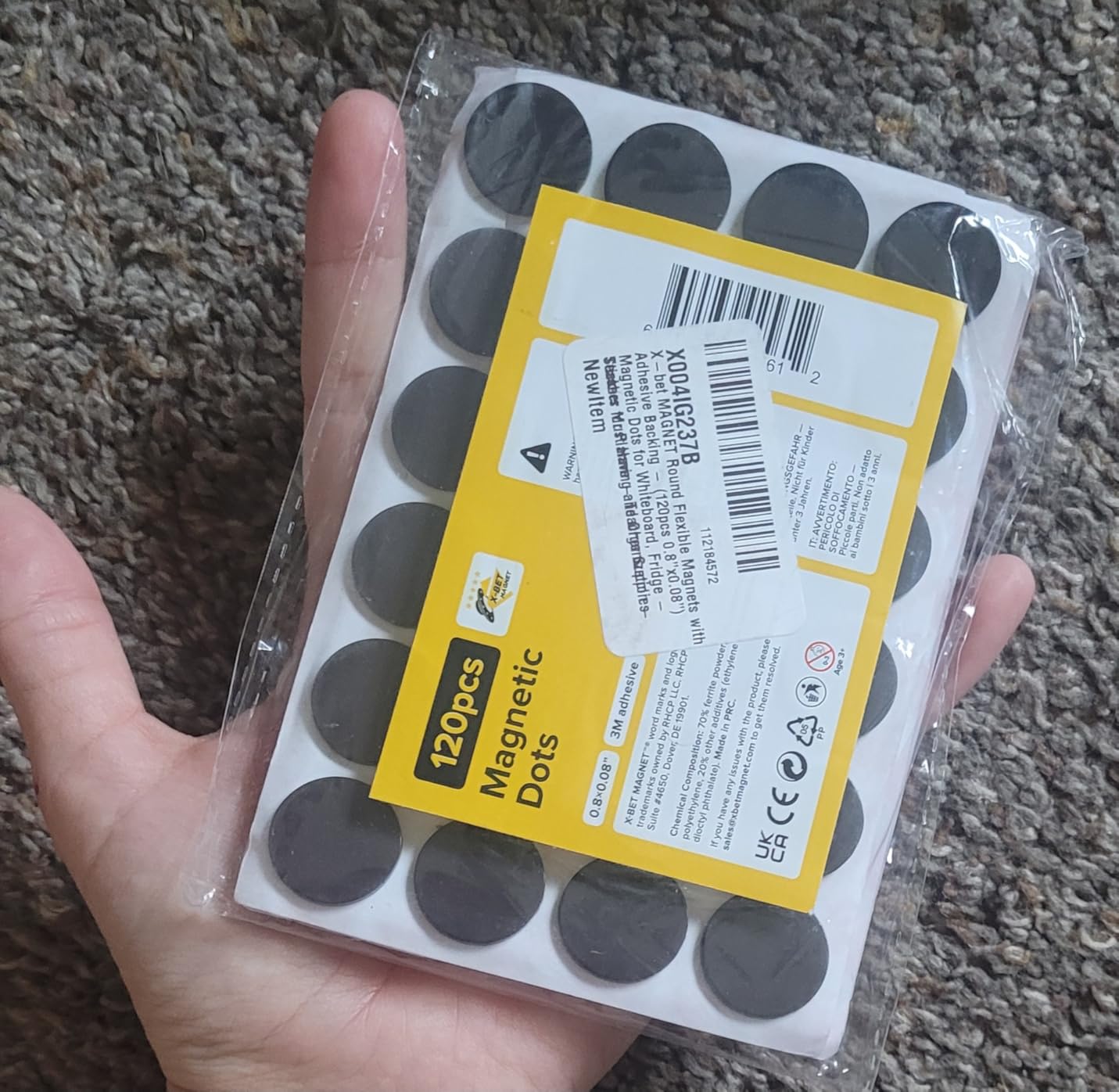 Peel-&-Stick Flexible Adhesive Magnets - 120 Magnetic Dots for Office Supplies, Whiteboard, Crafts, Fridge, & School Projects - Customer Photo 1