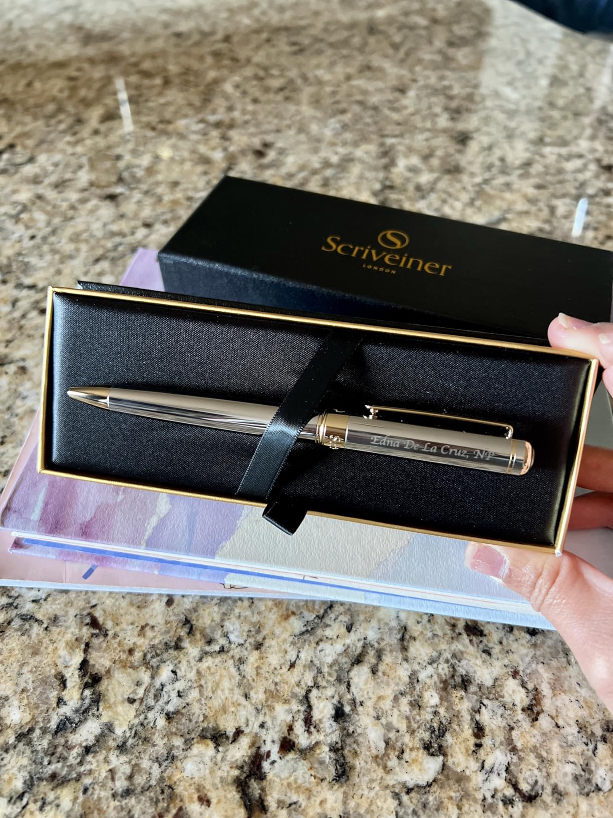 Scriveiner Black Lacquer Ballpoint Pen -Stunning Luxury Pen, Real Gold Plating, Schmidt Black Refill, Best Gift Set for Men & Women, Professional Executive Office, Nice Fancy Designer Pens - Customer Photo 1