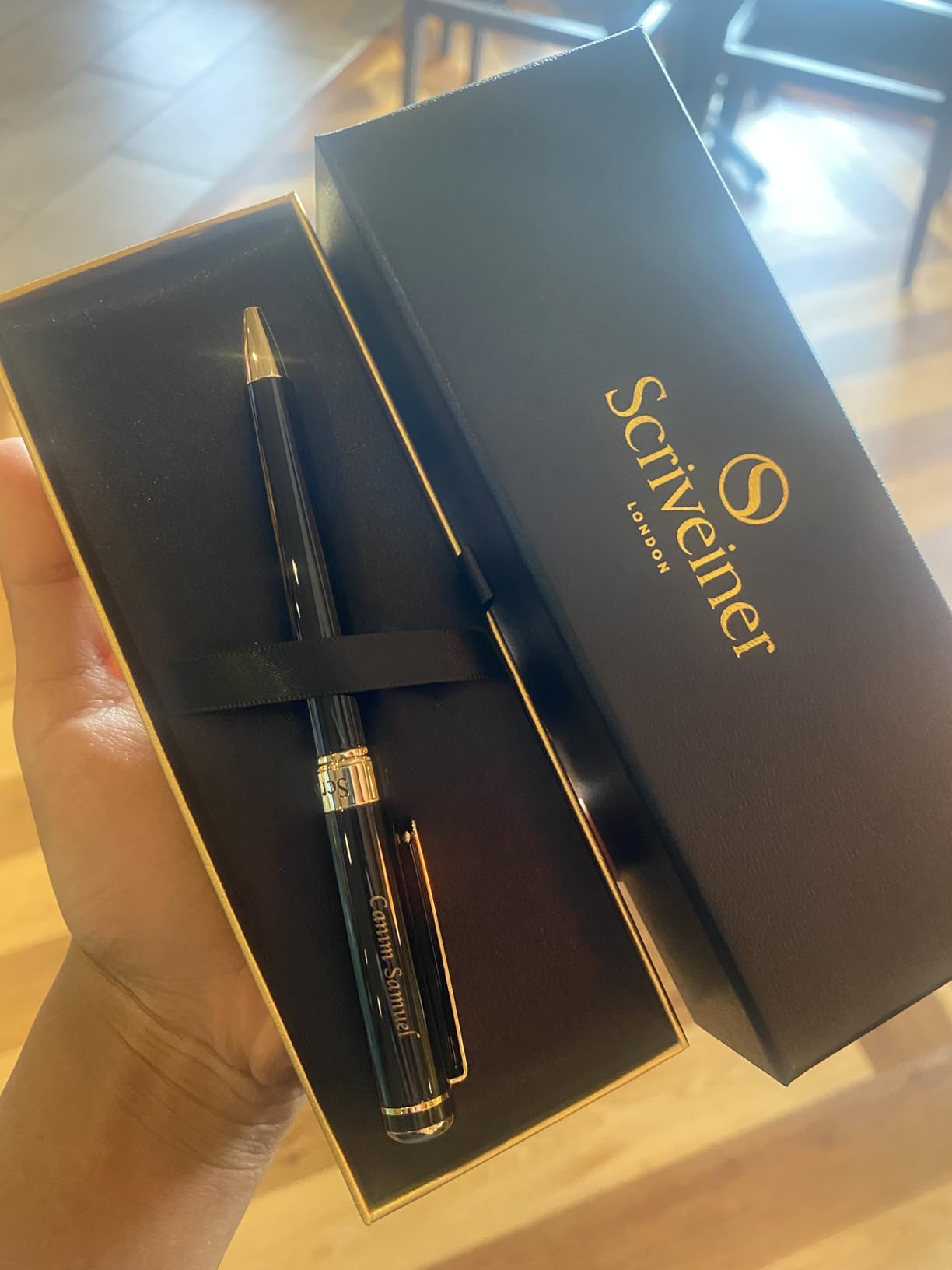 Scriveiner Silver Chrome Ballpoint Pen - Stunning Luxury Pen, Real Gold Plating, Schmidt Black Refill, Best Ball Pen Gift Set for Men & Women, Professional, Executive, Office, Nice, Fancy Pens - Customer Photo 4