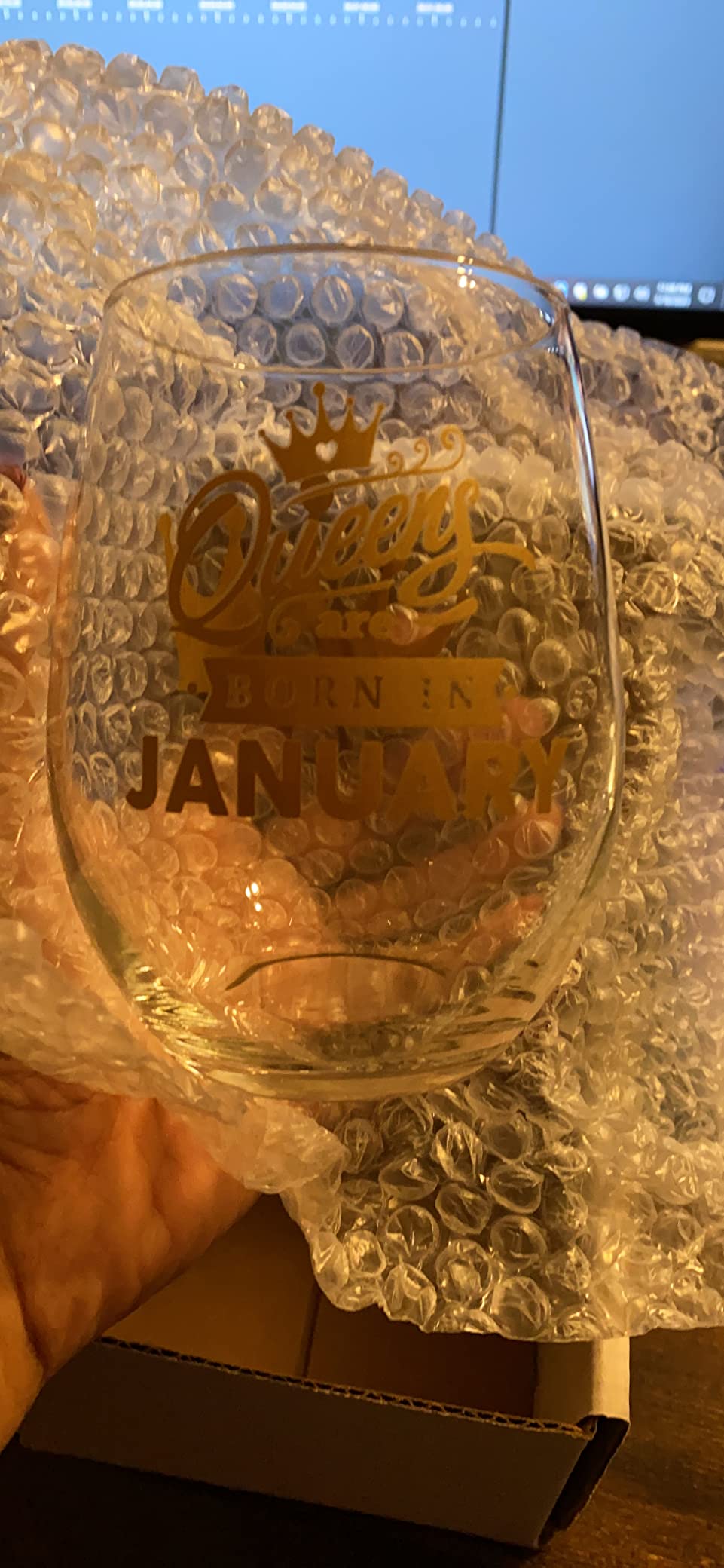 BAD BANANAS Queens Are Born In November - Birthday Gifts for Women - 21 oz Stemless Wine Glass - Scorpio or Sagittarius Zodiac Gifts for Her, Moms, Besties, Sisters - Customer Photo 1